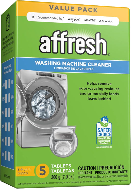 Affresh Washing Machine Cleaner, Cleans Front Load and Top Load Washers, Including HE, 5 Tablets