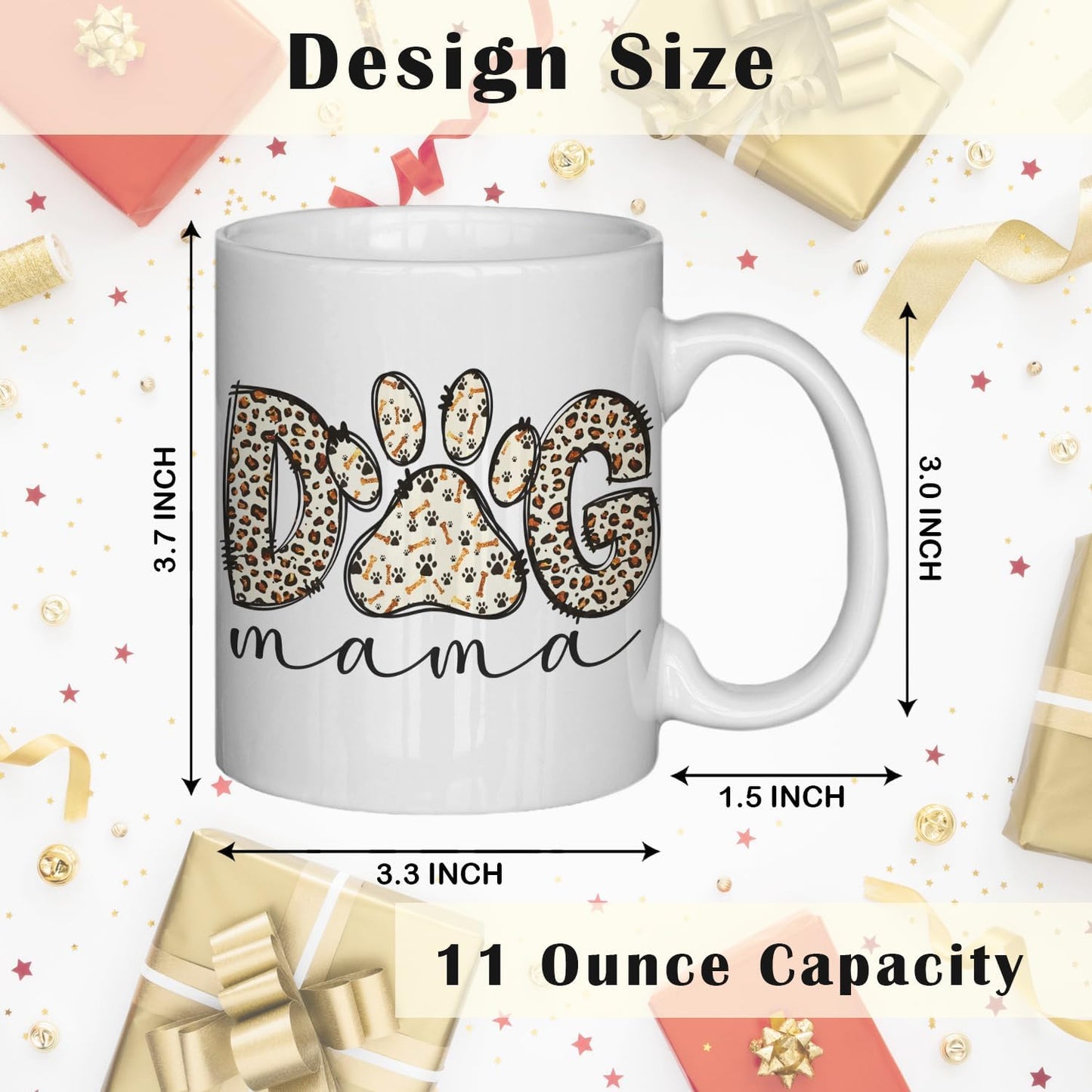 JINYO Dog Mama Mug, Dog Mom Coffee Cup, Dogs Lover Owner Gifts for Women, Pet Lover Gifts Ceramic Coffee Tea Mug 11 oz