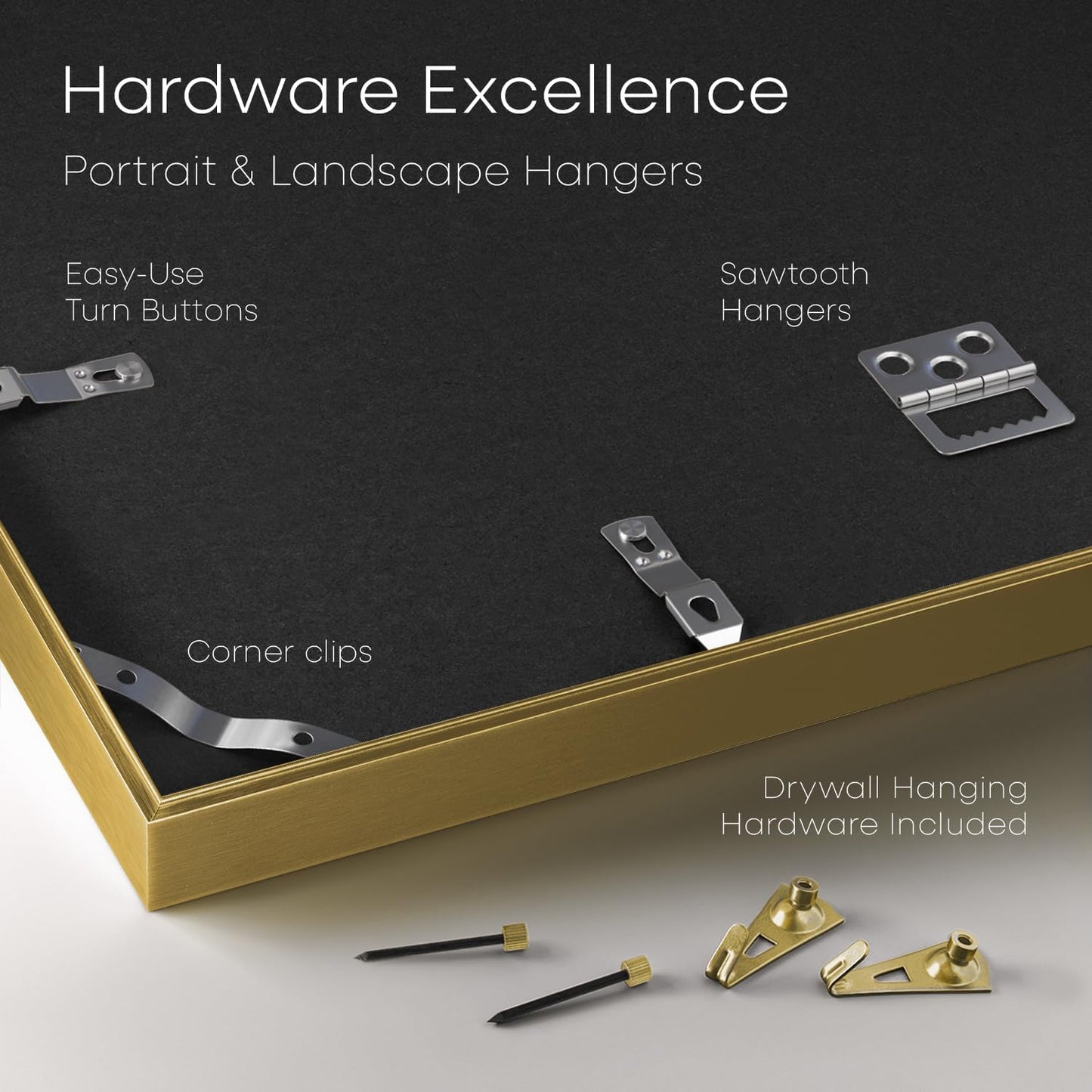 Homeforia 20x24 Picture Frame Gold, High End Metal 24x20 Frames for Wall, 20x24 Gold Frame Matted to 16x20 Print, 20 x 24 Poster Large Frame with Mat 16 by 20 Photo, Tempered Glass, Wall Kit, Set of 1