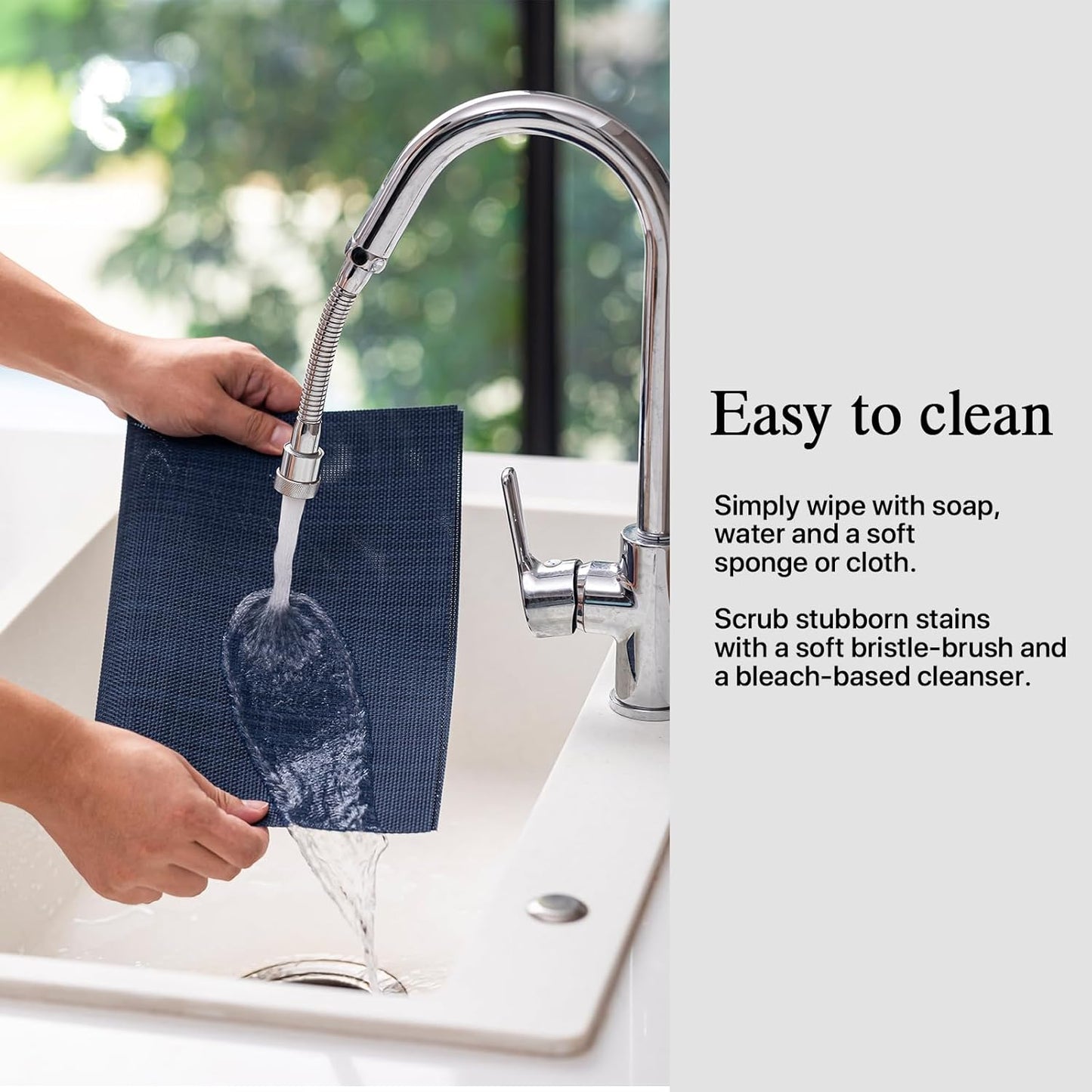 Placemats Set of 8 - Easy Clean Woven Vinyl Placemats for Dining Table, Indoor/Outdoor Place Mats, Washable PVC Table Mats（Navy Blue）