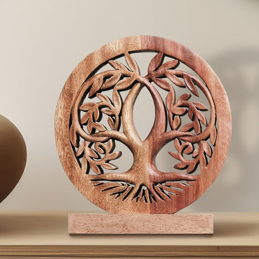 Decozen Solid Wood Tree of Life Sculpture - Home Decor, Living Room, Boho, Shelf, Coffee Table, Centerpiece Table Decorations, Mantle, Dining Table Centerpiece, Bathroom Shelf, Entryway, Farmhouse