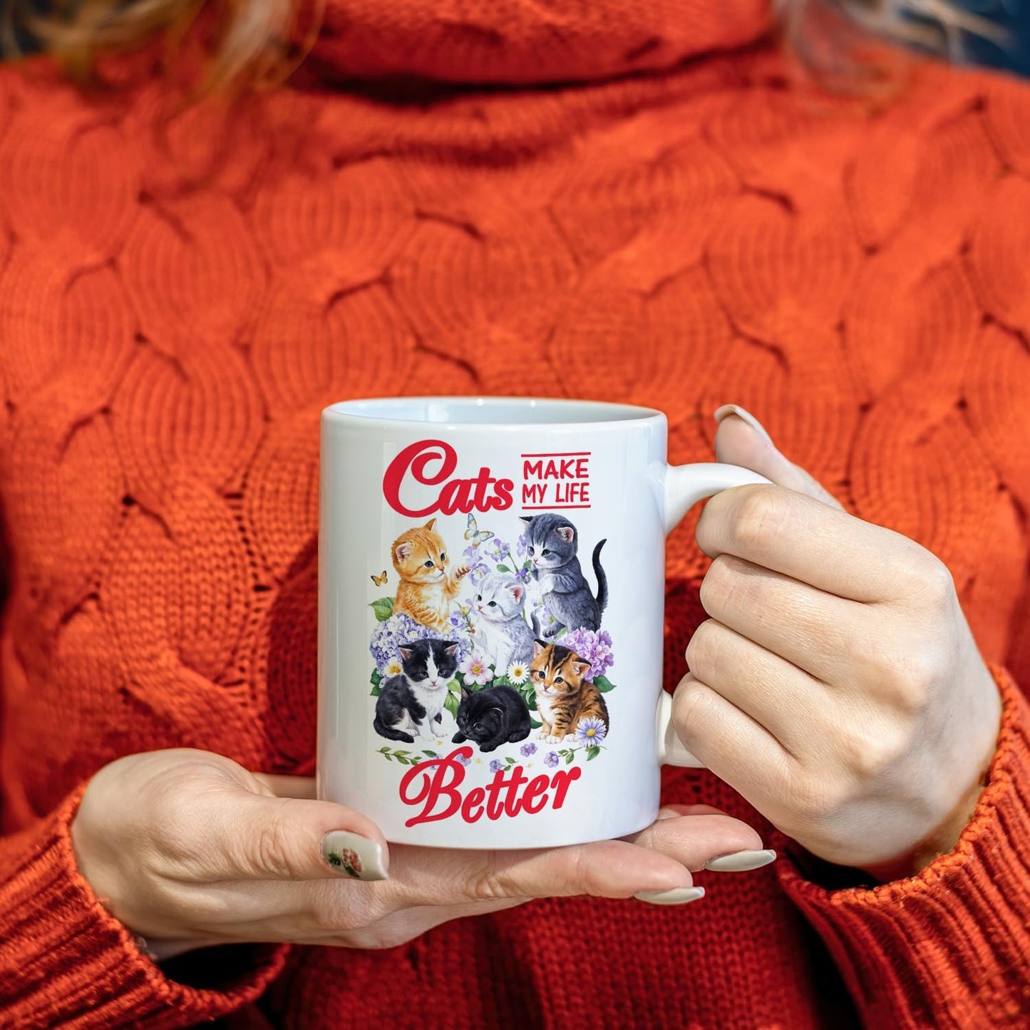JINYO Cat Coffee Mugs, Cat Coffee Mugs For Cat Lovers,Cat Mom Cup,Cat Mom Mug,Cat Mugs For Cat Lovers Women, Cat Gifts for Cat Lovers Women Girls, Cat Lover Coffee Mug, Cat Lover Gift, Cat Cups, 11oz
