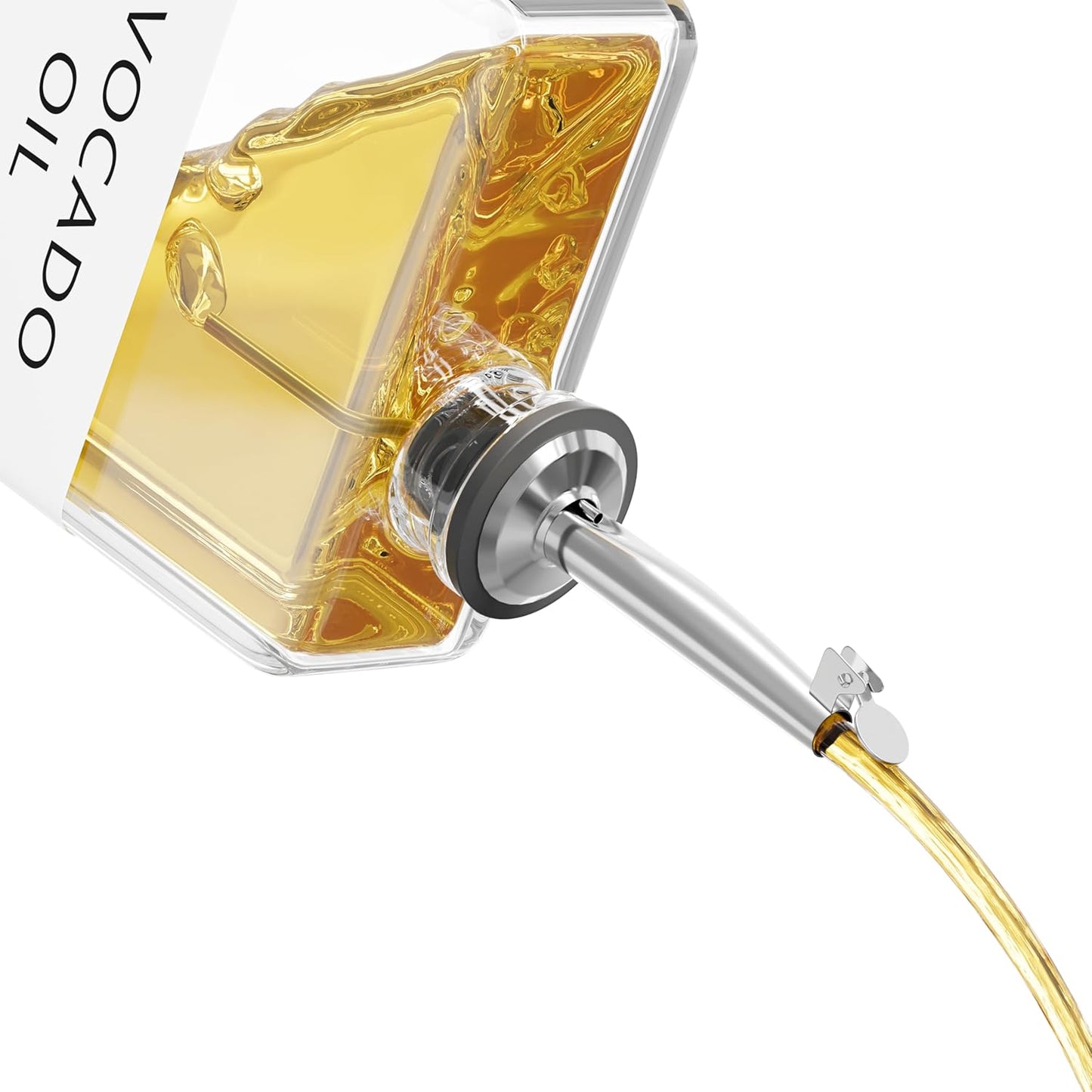 New England Stories Kitchen Cooking Oil Dispenser Set, Olive Oil and Vinegar Bottles, Soy Sauce Dispenser - 2 Pieces, Silver, Durable & Stylish Design