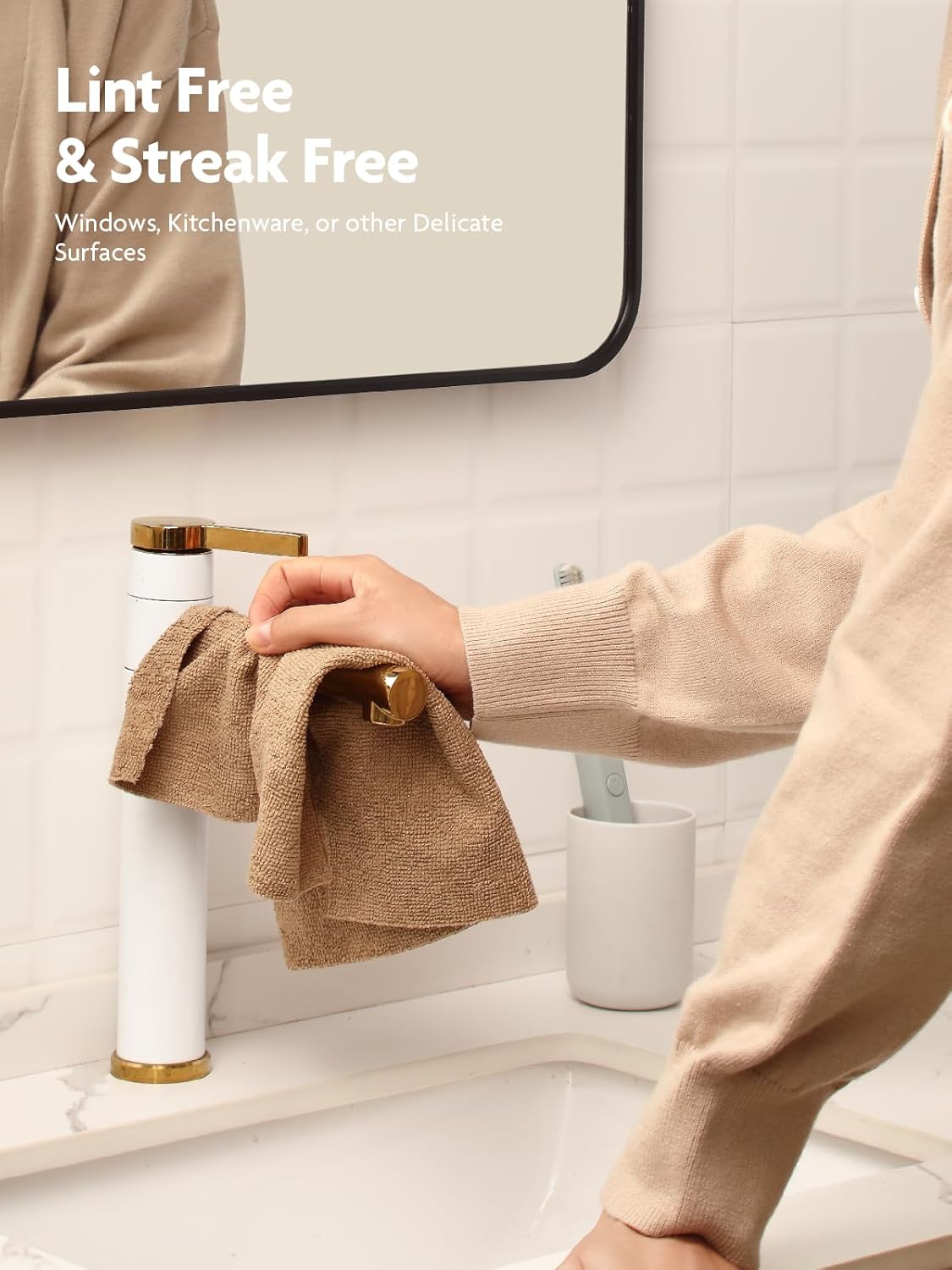 Fantasticlean Microfiber Cleaning Cloth Roll -90 Pack, Tear Away Microfiber Towels, 12" x 12", Reusable, Washable, Scratch Free, Ultra Absorbent Dish Rags for Car, Home, Garage or Shop (Tan)