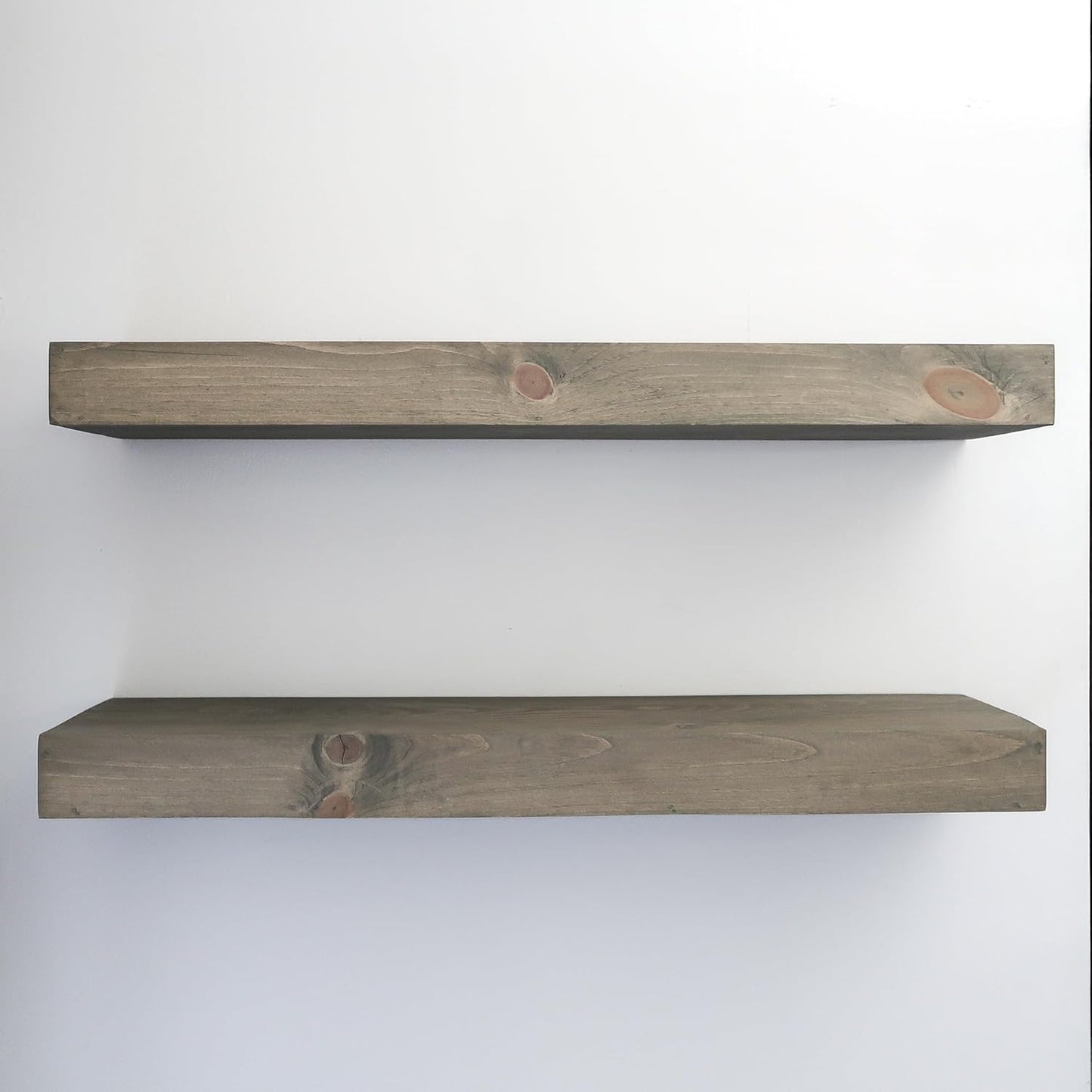 Modern Floating Shelves 3 Inches Thick for Wall, Wide Shelves for Kitchen, Living Room, Bedroom, and Bathroom, Natural Pine Wood, Rustic Wooden Shelf, (Set of 2) (Aged Barrel, 48Lx3Hx6D)