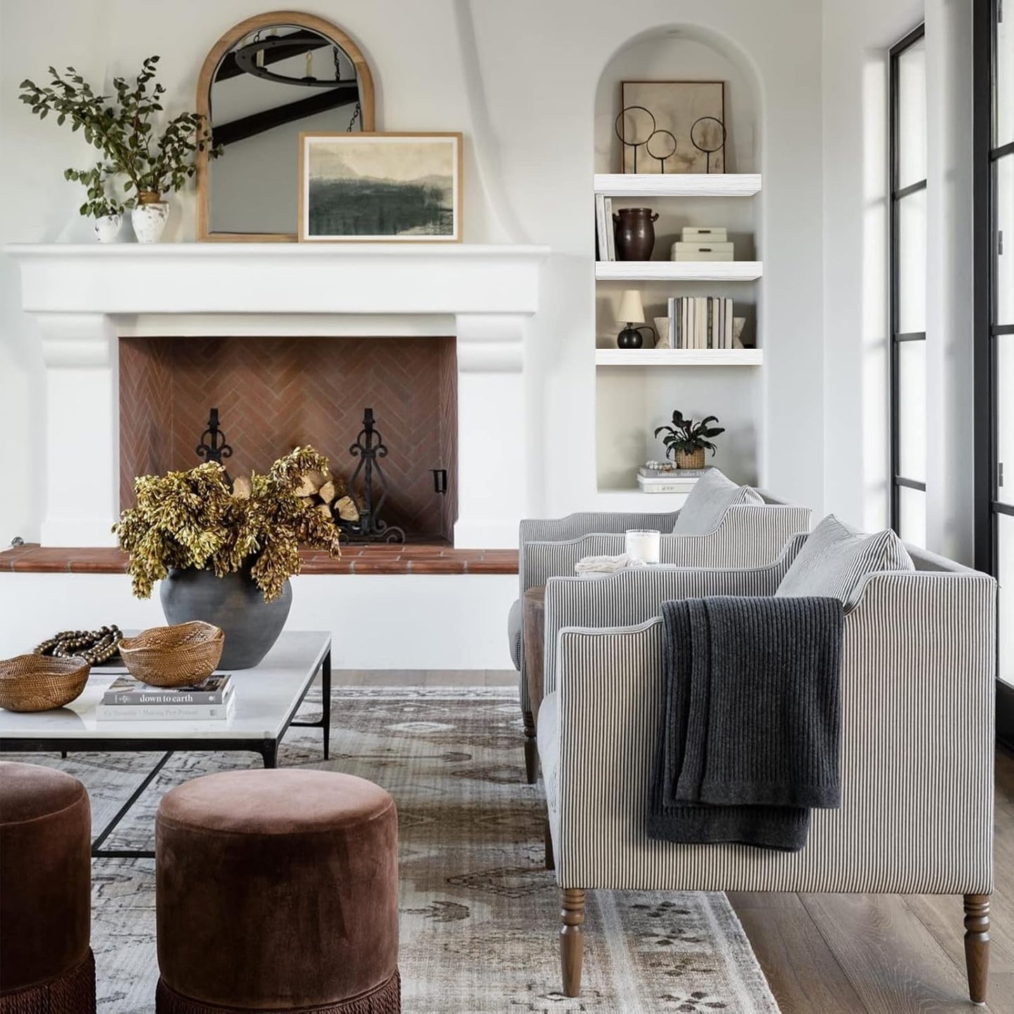 QEEIG Floating Shelves for Wall Bathroom Shelf Bedroom Kitchen Living Room Hanging Book Shelves Small Farmhouse Decor 16 inch Set of 3, White (015-W3)