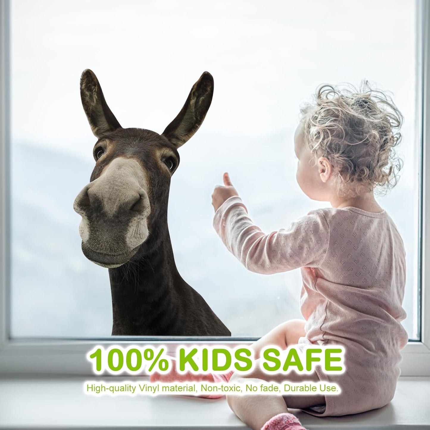 Funny Donkey Wall Decals - Peel and Stick Cute Window Stickers, Removable Vinyl Farmhouse Decor, Weird Gifts for Friends