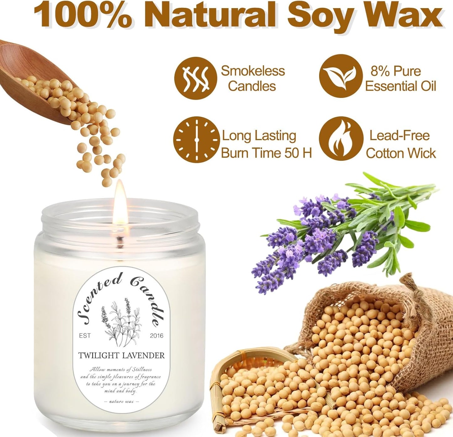 4 Pack Candles for Home Scented, Lavender Candles, 28 oz 200 Hour Long Lasting Aromatherapy Candle Set, Candle Gift Set for Women, Perfect for Birthday Gifts