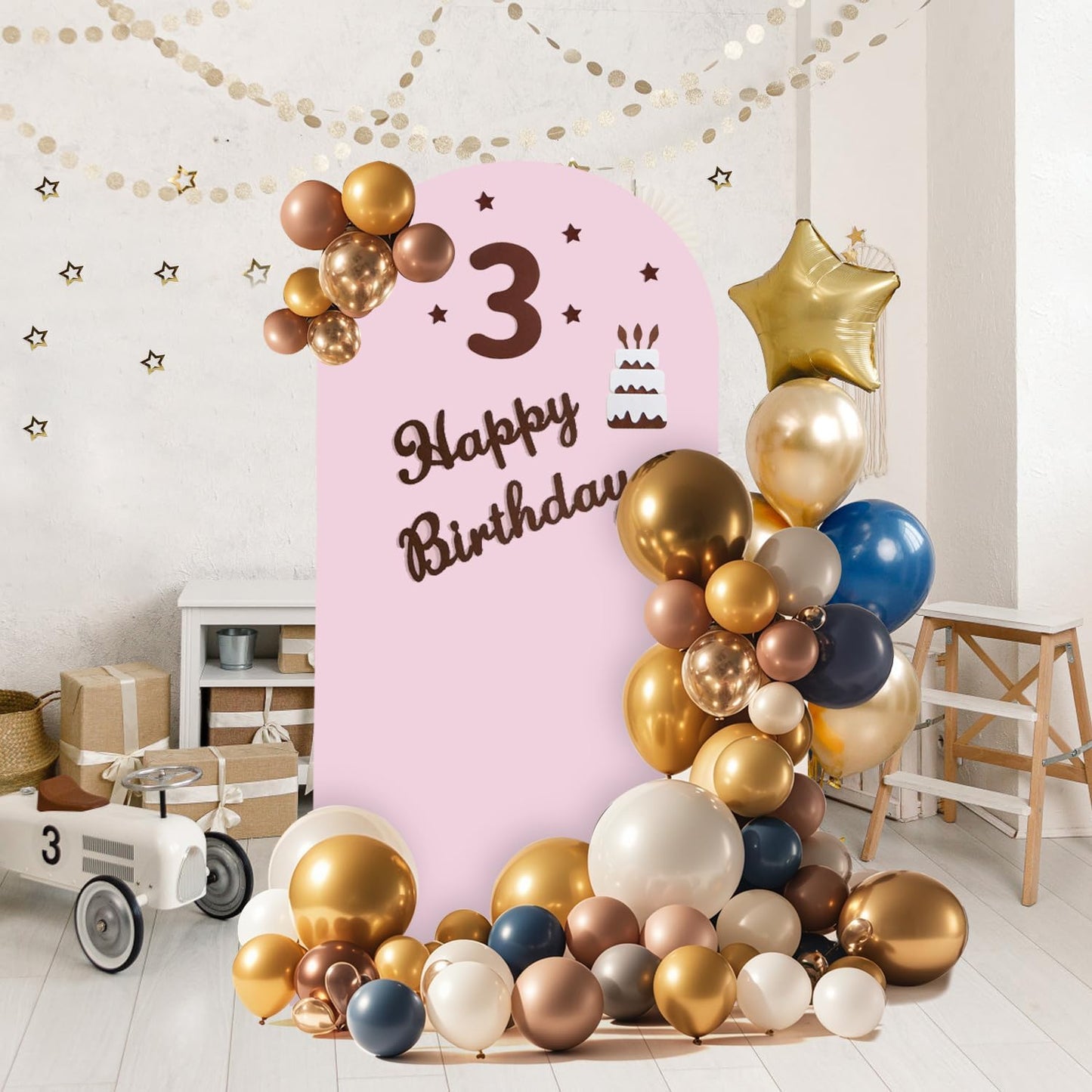 Arch Backdrop Stand and Cover Set, Metal Balloon Arch Backdrop 6ft, Gold Arched Stand Frame for Wedding, Parties,Birthday, Backdrop Decorations (Pale Pink,6ft)