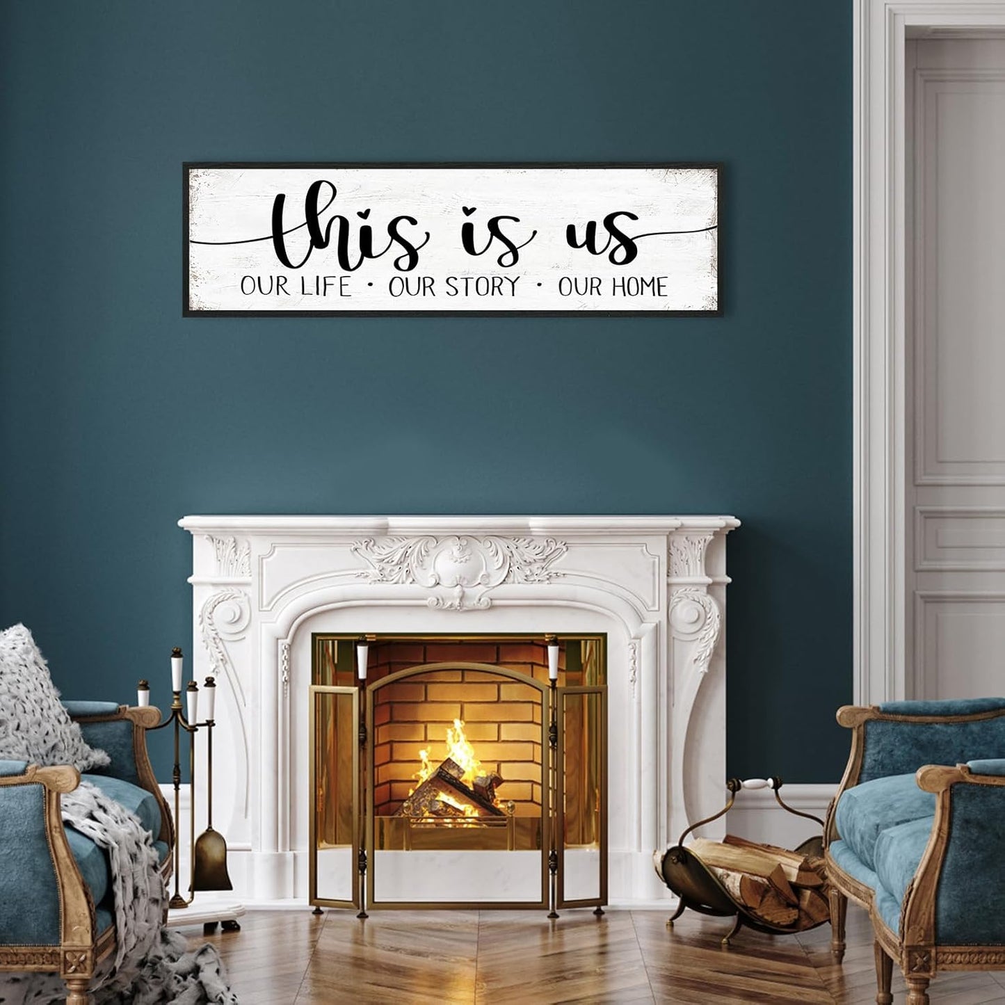 This Is Us Sign Wall Decor: Family Signs for Home Decor Living Room Wall Art Framed 16"x48"Large Farmhouse Rustic Home Sign Wall Decor Above Bed,Country Wall Plaques Hanging Master Bedroom Decor