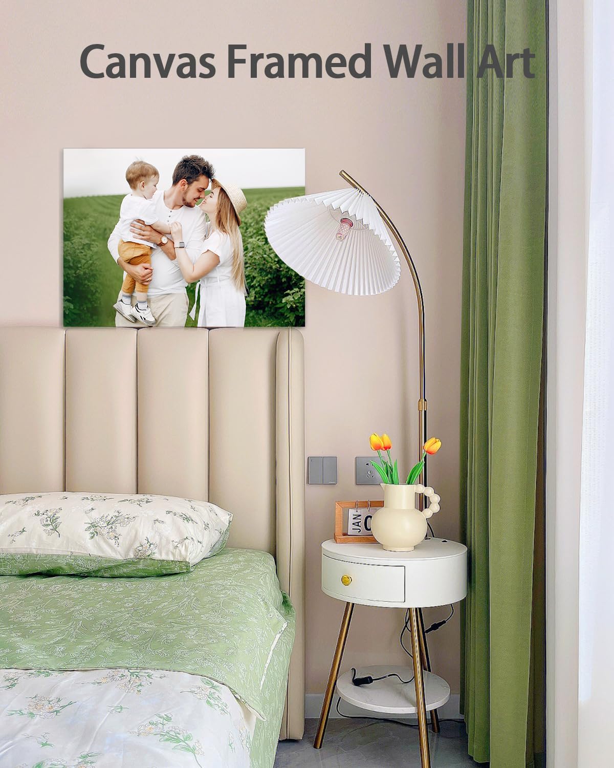 Personalized Custom Canvas Wall Art, Custom Canvas Prints with Your Photos for Living Room, Bedroom, Wedding Pet Baby Family Photo Framed Wall Art, Customized Photo Gift for Family，Friend，Lover，Pet