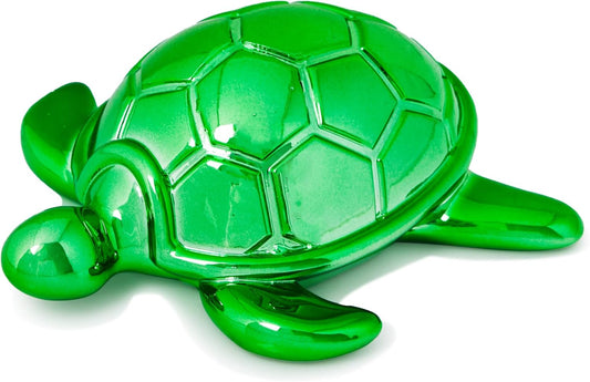 Small Sea Turtle Statue 4 inch Shiny Green Accent Knick Knacks Paperweight for Bathroom Home Office Shelf Desk Table Decor, Cute Sea Turtle Gifts for Women