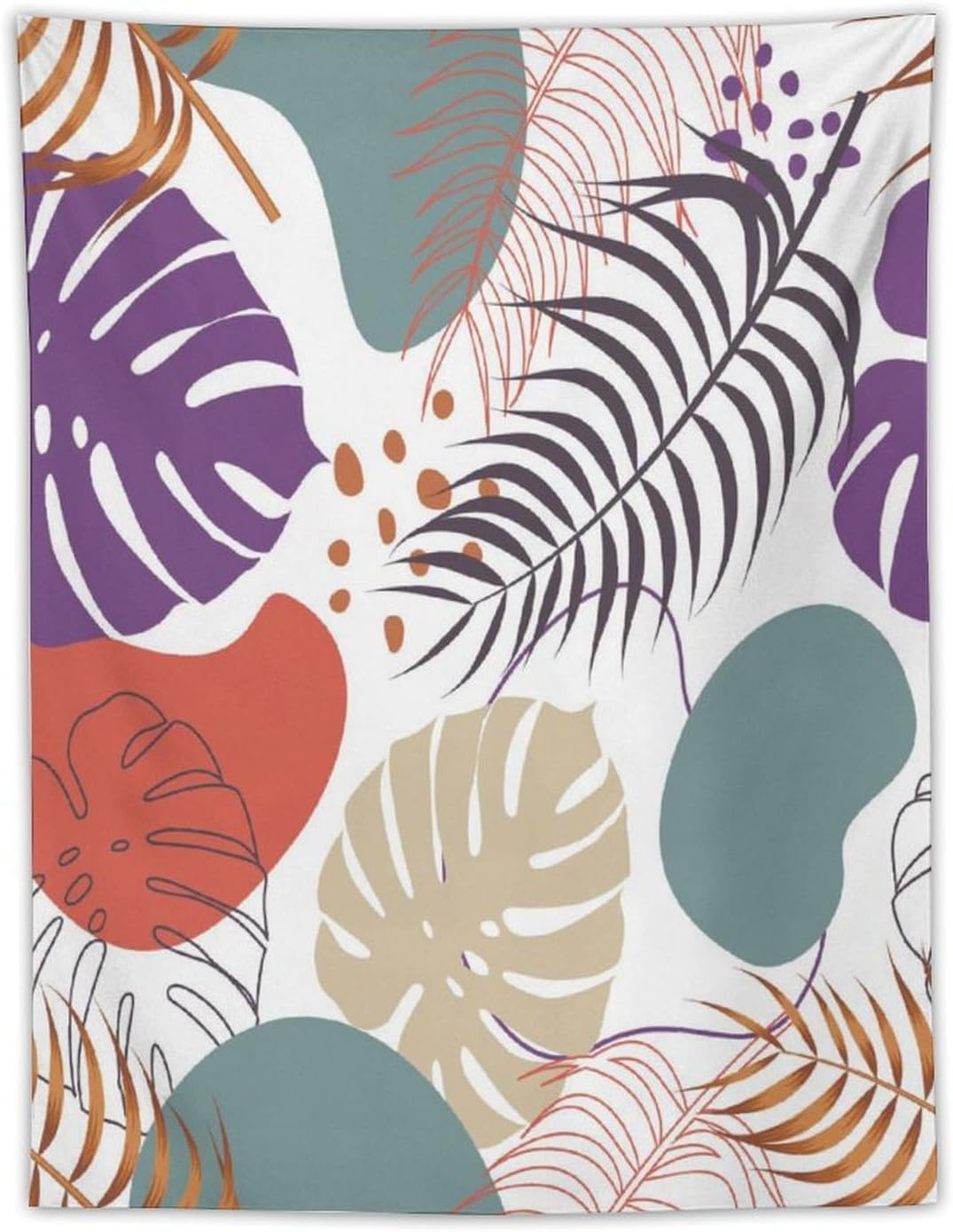 ICMOLYYENLO Tropical Green Leaves Tapestry, Exotic Leaves Beautiful Bedroom Wall Hanging, Floral Poster Blanket for Bedroom Living Room Dormitory Apartment 60x60 Inch