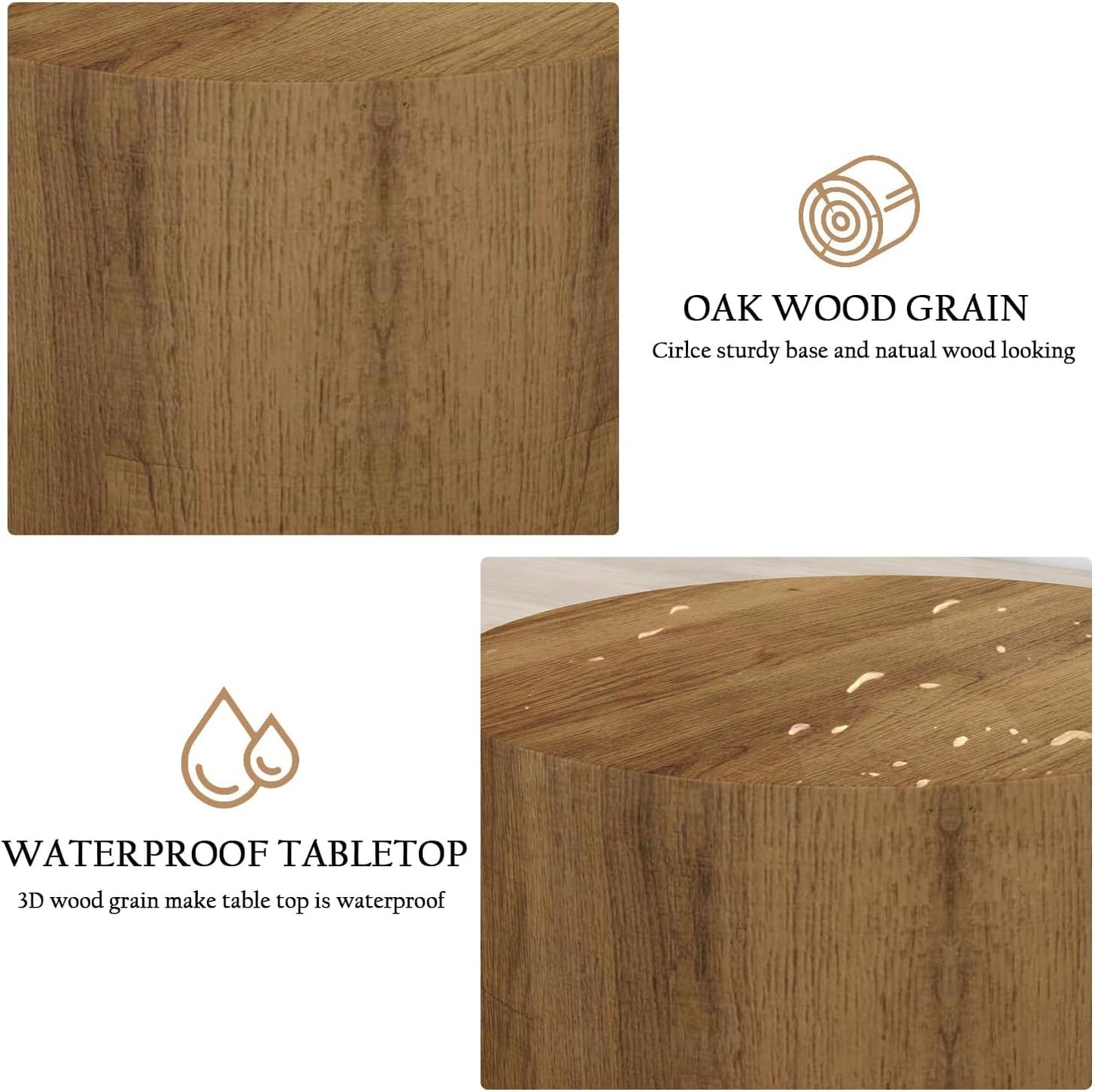 Vikiullf Nesting Coffee Table Set of 3, Round Wooden Coffee Tables, Modern Circle Table for Living Room, Bedroom, Accent Side Table, Saving Space Design and No Need Assembly