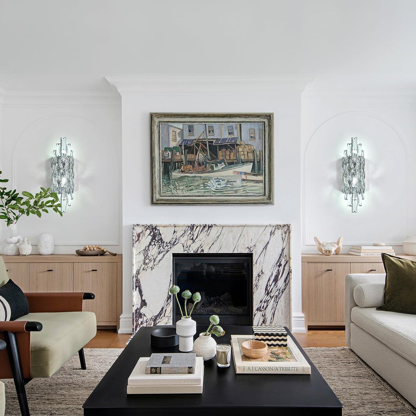 Modern Chrome Crystal Wall Sconce Light Fixtures, Wall Mount Lamps for Bedroom Living Room Bathroom Vanity Mirror