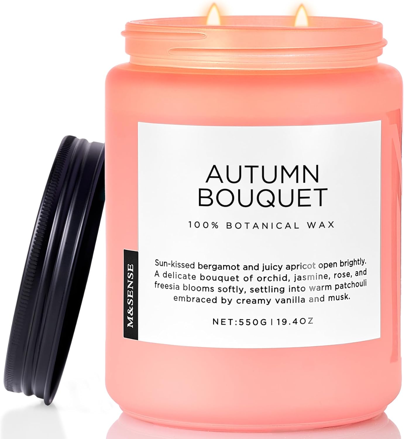 M&SENSE Fall Candle Autumn Wreath Scented, Large 19.4oz Natural Soy Wax 110 Hours Burn Time Clean Non Toxic Candle Classic 2 Wicks Gifts