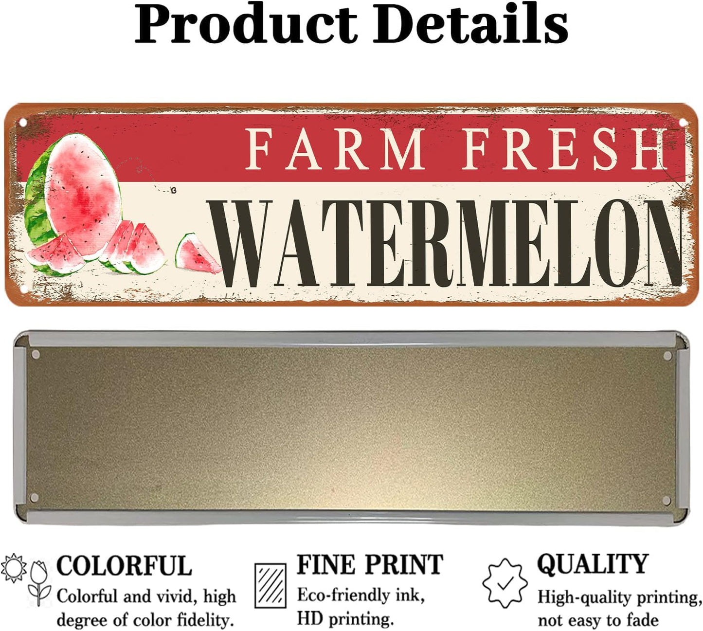 Farm Fresh Watermelon Sign Watermelon Decor Vintage Metal Tin Sign Farmers Market Decor Farm Fresh Watermelon Locally Grown Signs For Home Kitchen Cave Garage Bar Art Plaque Wall Decoration 4x16 Inches