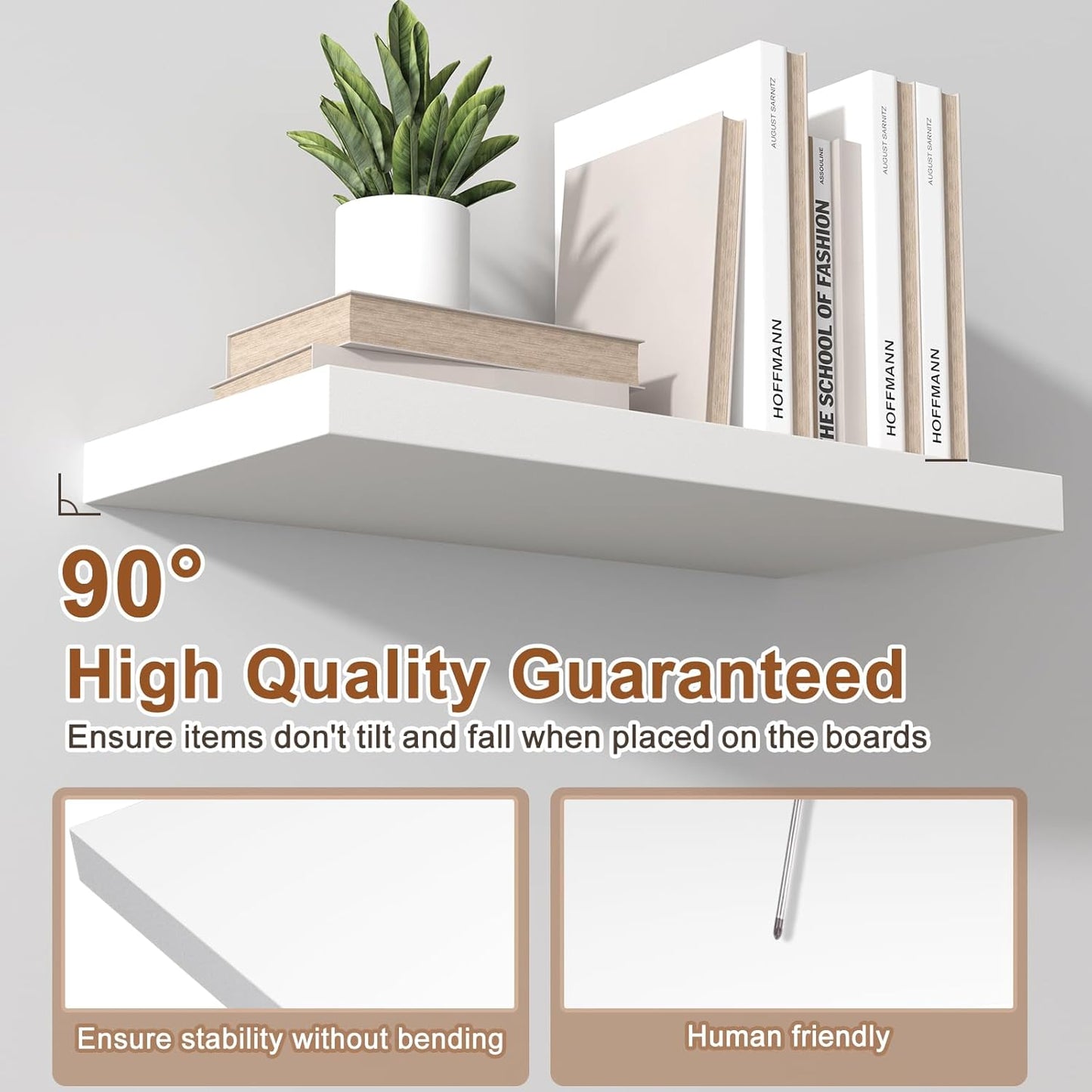 40 Inch Floating Shelf 3 Pack Large Floating Shelves for Wall No Drilling Accessories Included Deep Wall Shelves for Living Room Kitchen Farmhouse 40" W x 12" D x 1.2" White