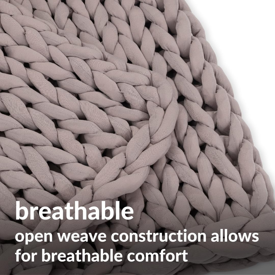 Nuzzie Chunky Knit Blanket - Breathable, Cooling, Hand Made Knit Throw Blanket for Sleep - Machine Washable, Stylish Decor Design (Dusty Rose, Full | 15lbs | 48" x72)