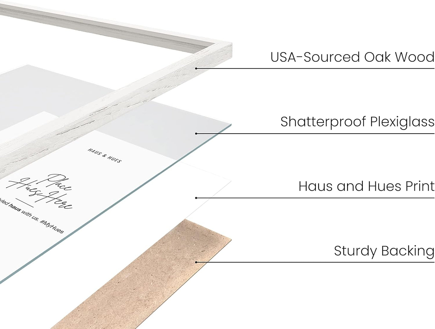 HAUS AND HUES Set of 6 9 X 12 Picture Frames for Wall - 9x12 Frame Collage, 9x12 Picture Frame Sets Wooden Frames, 12x9 Picture Frames in Bulk (White Oak Frame)