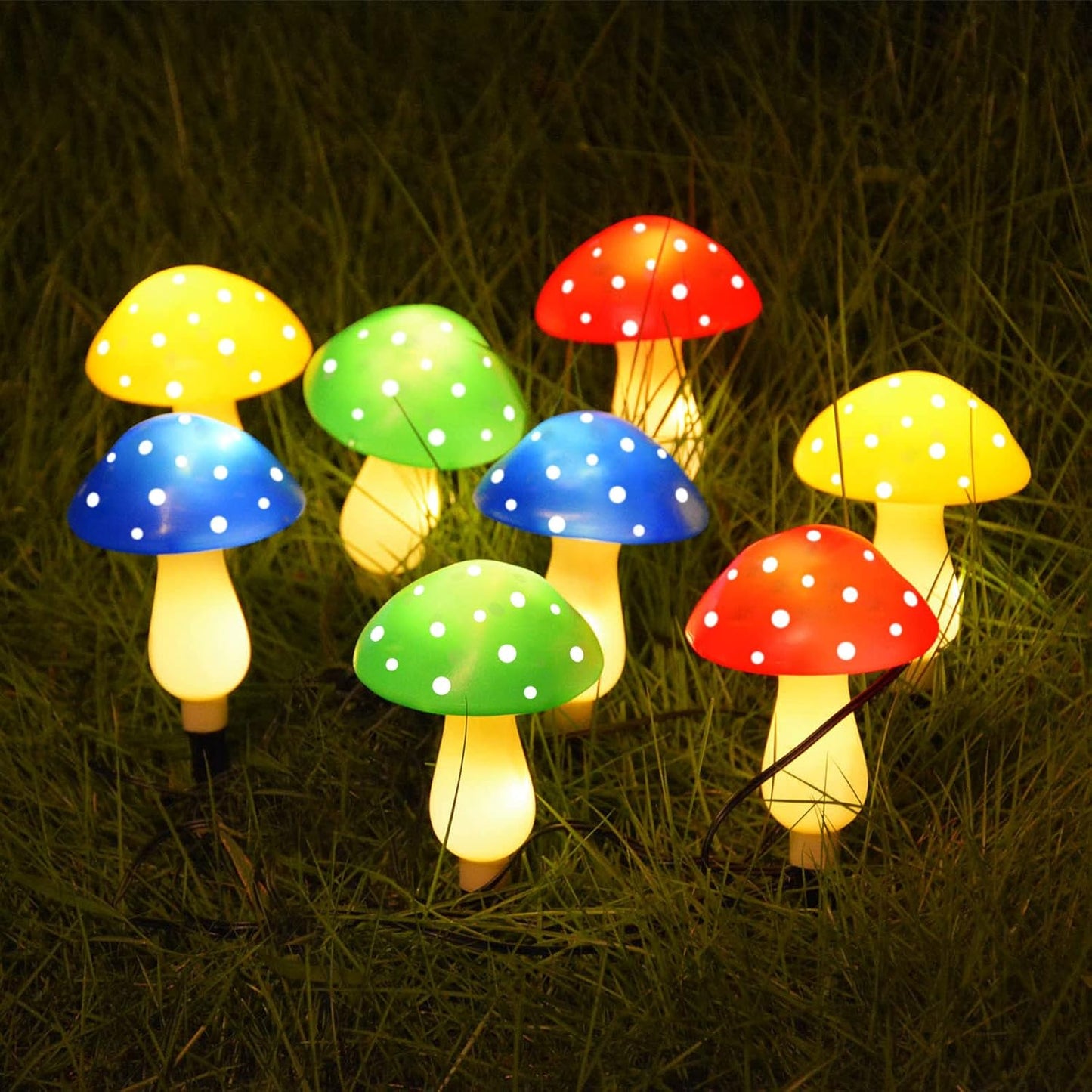 8-Pack Solar Mushroom Lights for Garden Decor, 8 Modes Waterproof Outdoor Garden Mushroom Lamp, Multi-Colored Solar LED Fairy Lights for Christmas Halloween Yard Lawn
