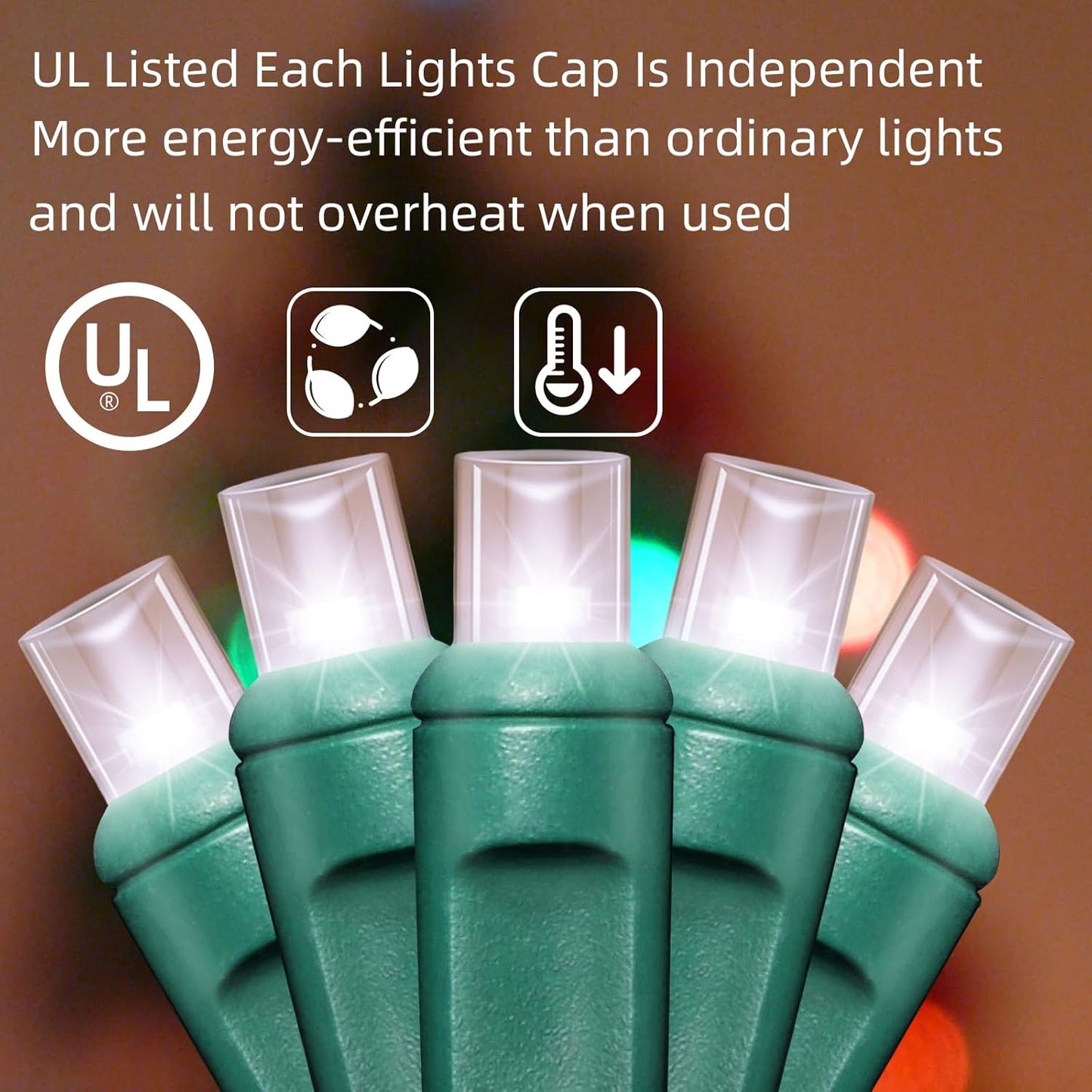 100Count (2pk of 50L) String Lights, LED Christmas Lights, 6" SPACING,Green Wire,White