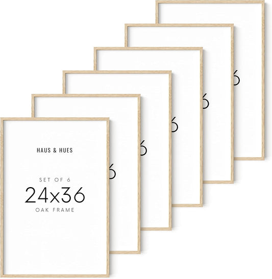 Haus and Hues 24"x36" Beige Oak Wood Frames Set of 6 - 24x36 Natural Wood Frames for Posters, 24x36 Frame Wood, 24x36 Poster Frames for Wall, 24x36 Frame Light Wood, Picture Frames 24x36 Picture Frame 24x36 Wood Frame 24x36 (Beige Oak)