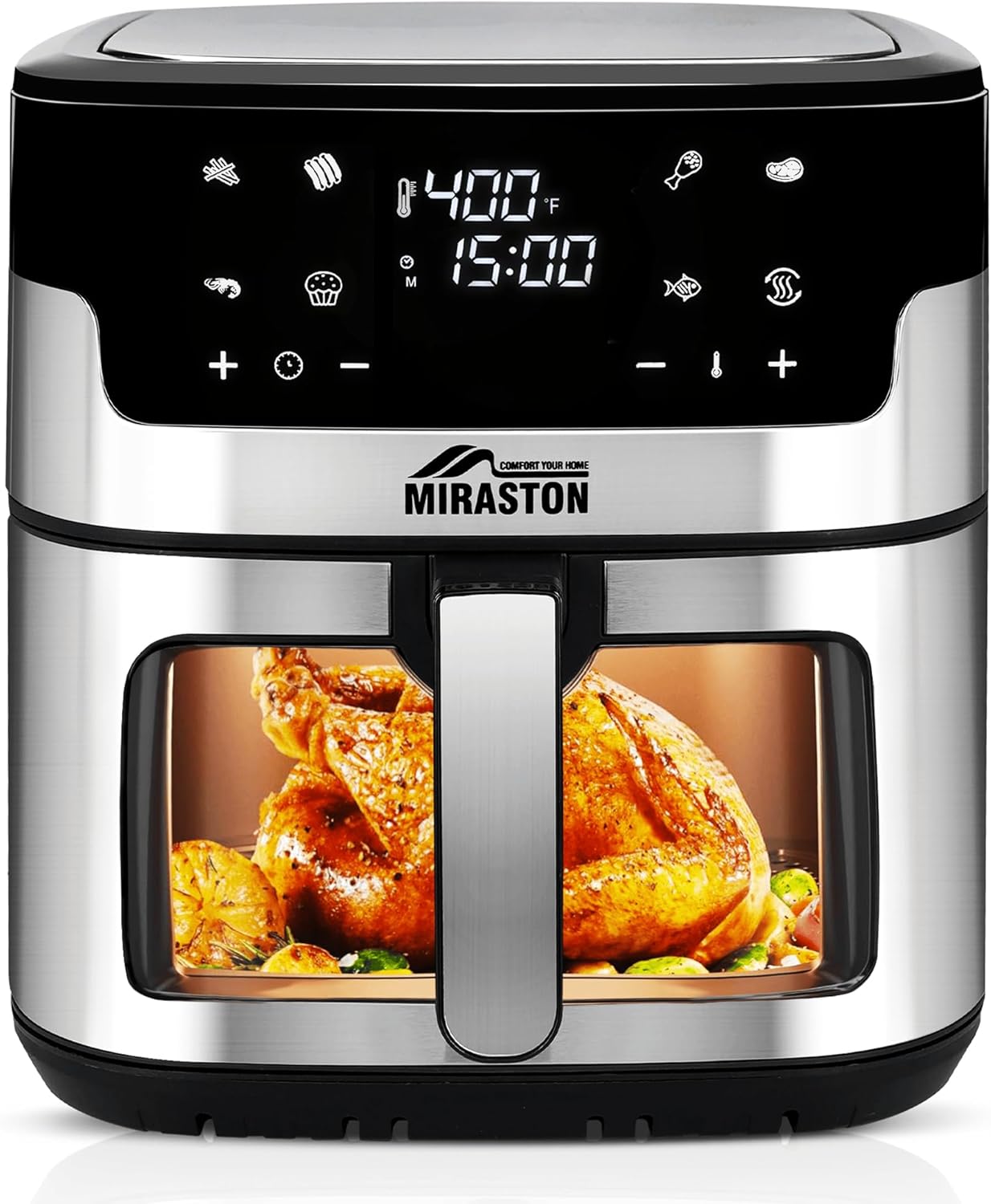 8.5QT Air Fryer, Family Size Digital Air Fryers, Nonstick Square Basket, Smart Touchscreen with 8-Preset, Air Frying, Reheat Leftovers, Party Food, Fast Cooking, Dishwasher-Safe, for Kitchen