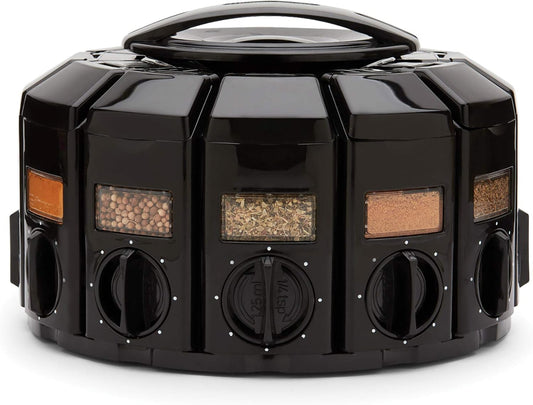 Kitchen Art Spice Rack Select-A-Spice Auto-Measure Carousel 12 Compartments Black 8.75 x 8.75 x 6 inches
