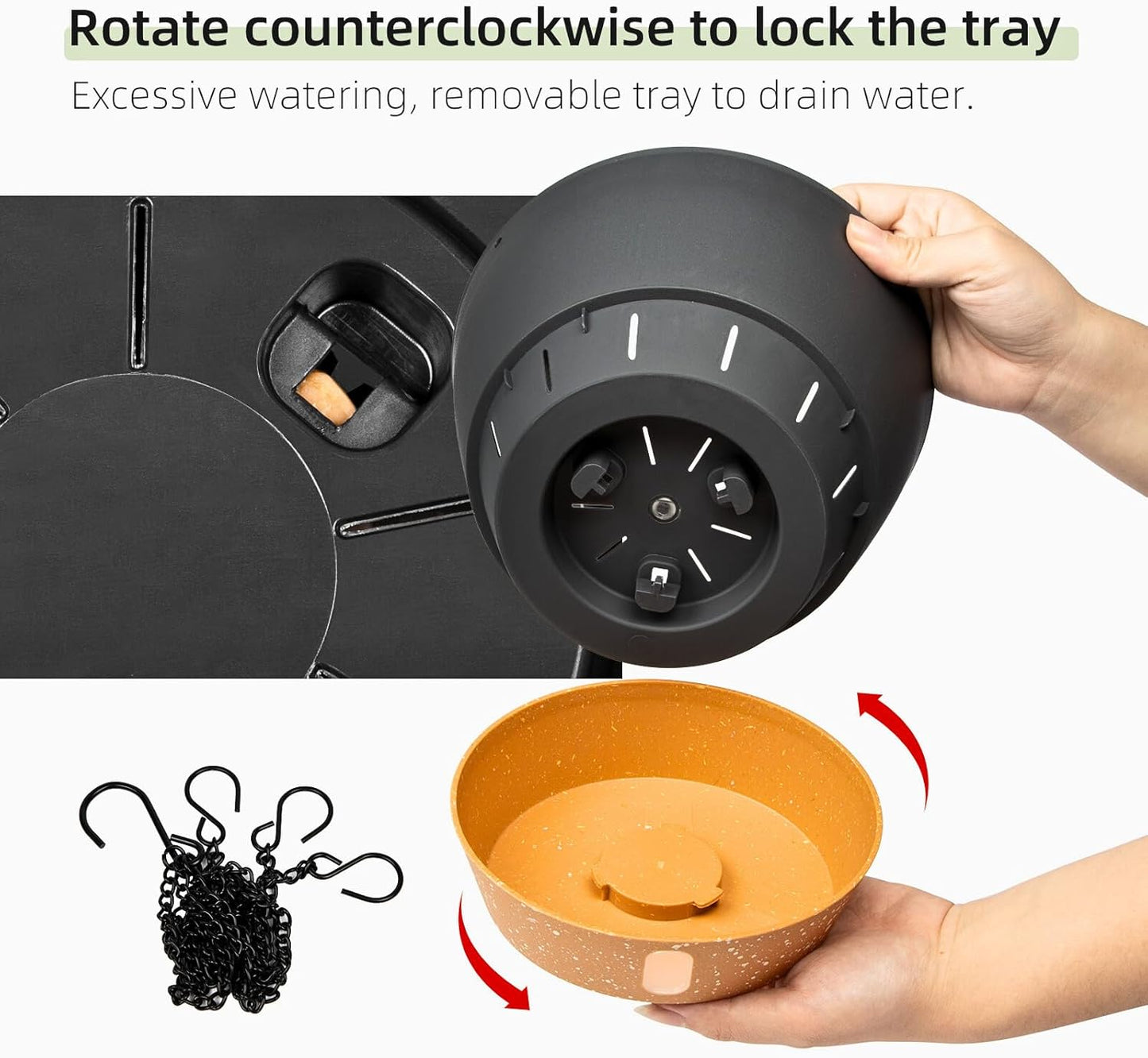 QCQHDU 2 Pack Hanging Planters for Indoor Outdoor Plants, 8 Inch Hanging Baskets Flower Pots with Reservoir Tray & Visible Water-Level