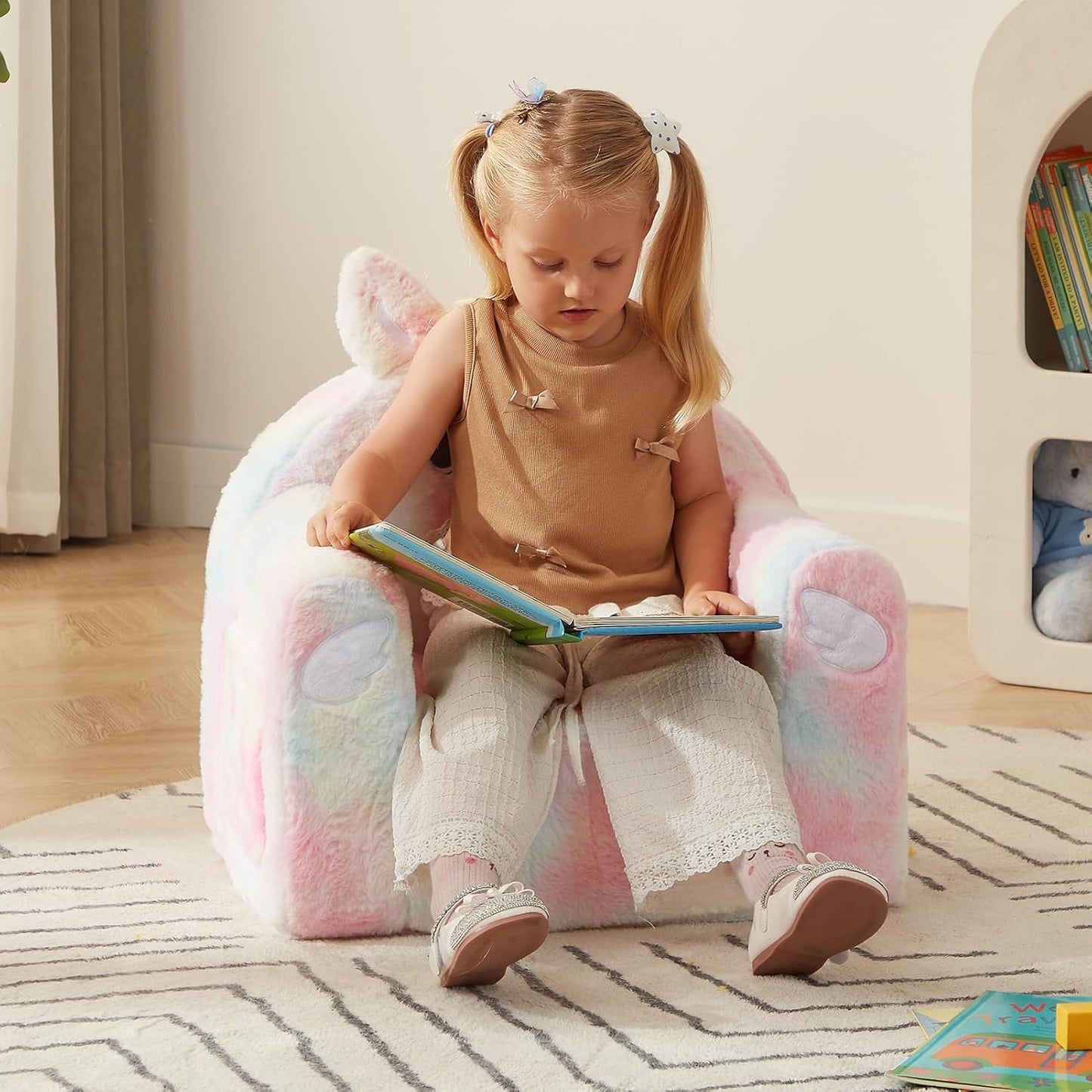 ALIMORDEN Animal Series Kid's Chair, Ultra-Soft Comfy Foam Filled Toddler Sofa Chair, Cute Animal-Shaped Design Toddler Couch, Lightweight Birthday for Baby Boys & Girls (Unicorn)