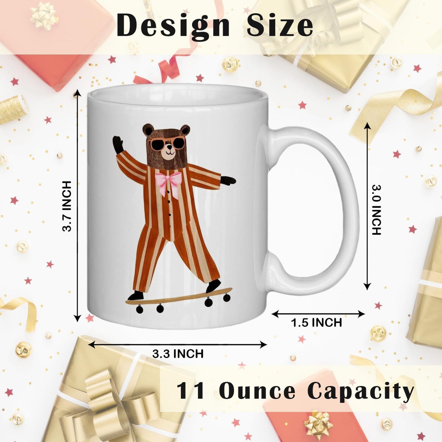 JINYO Bear Mug, Bear Coffee Mug, Funny Bear Coffee Cup, Bear Gifts for Women Men, Bear Lovers Gifts, Bear Gifts For Bear Lovers Women, Bear Themed Gifts, Bear Gifts For Bear Lovers, 11oz