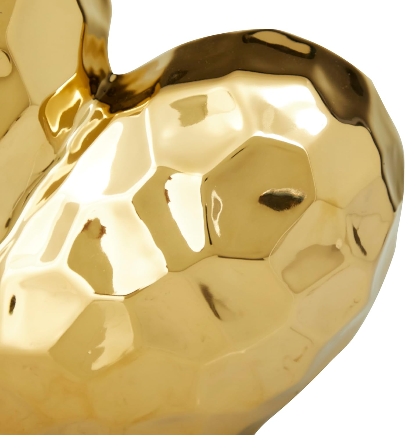 Deco 79 Porcelain Ceramic Heart Decorative Sculpture Dimensional Angled Origami Inspired Home Decor Statue, Accent Figurine 8" x 3" x 8", Gold