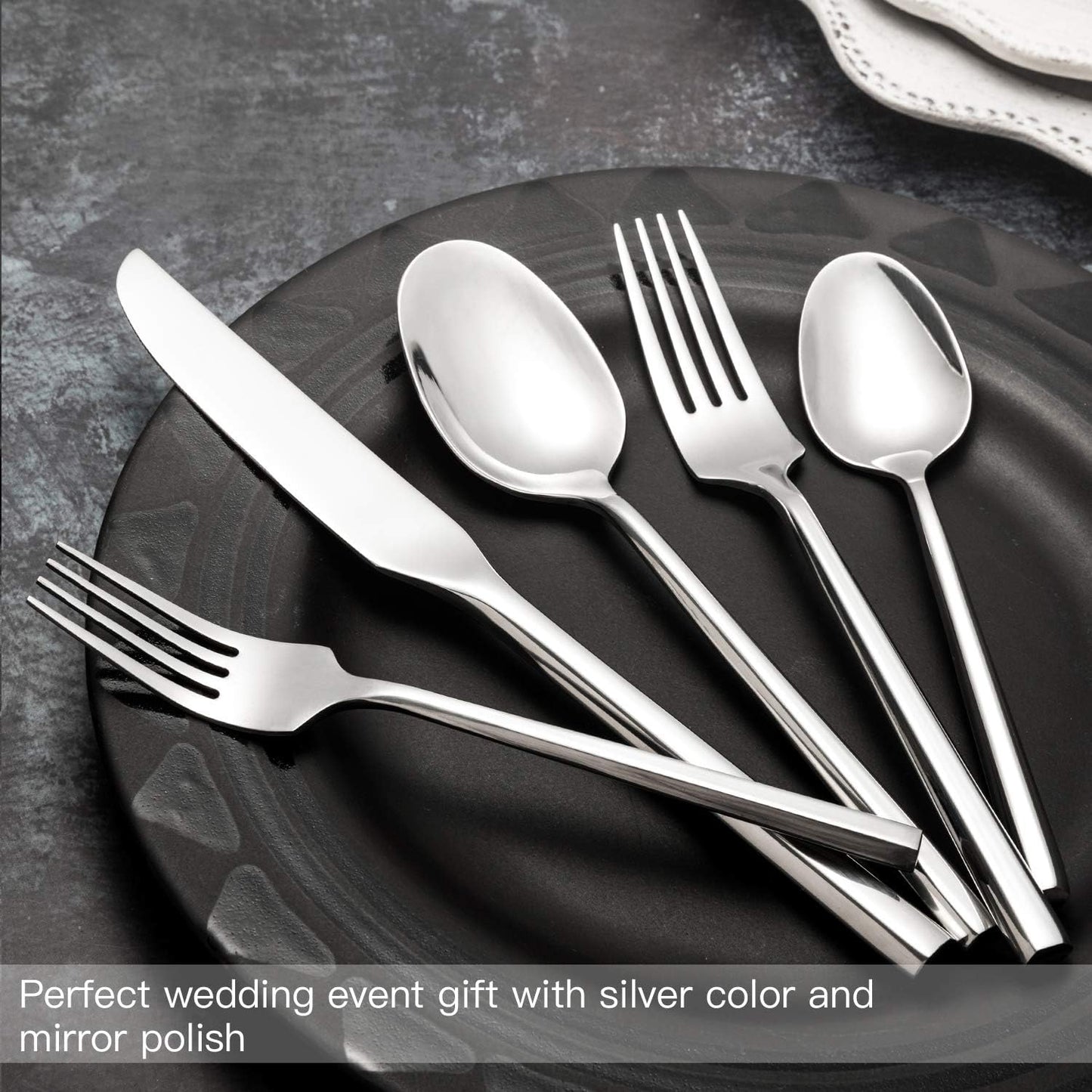 Silverware Set Flatware Set Stainless Steel Cutlery Set 20 Piece with Hexagon Handle Wedding Gift Home Hotel Use Service for 4
