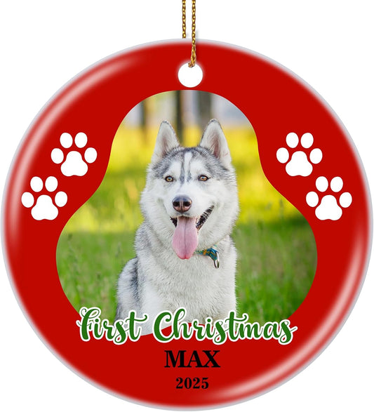 Valyria Personalized Christmas Ornament 2025 Custom Pet Memorial Gifts Photo Ornament Dog Cat First Christmas Ornaments Customized Xmas Tree Decorations Keepsake Gift for Dog Lovers, Pet Lovers