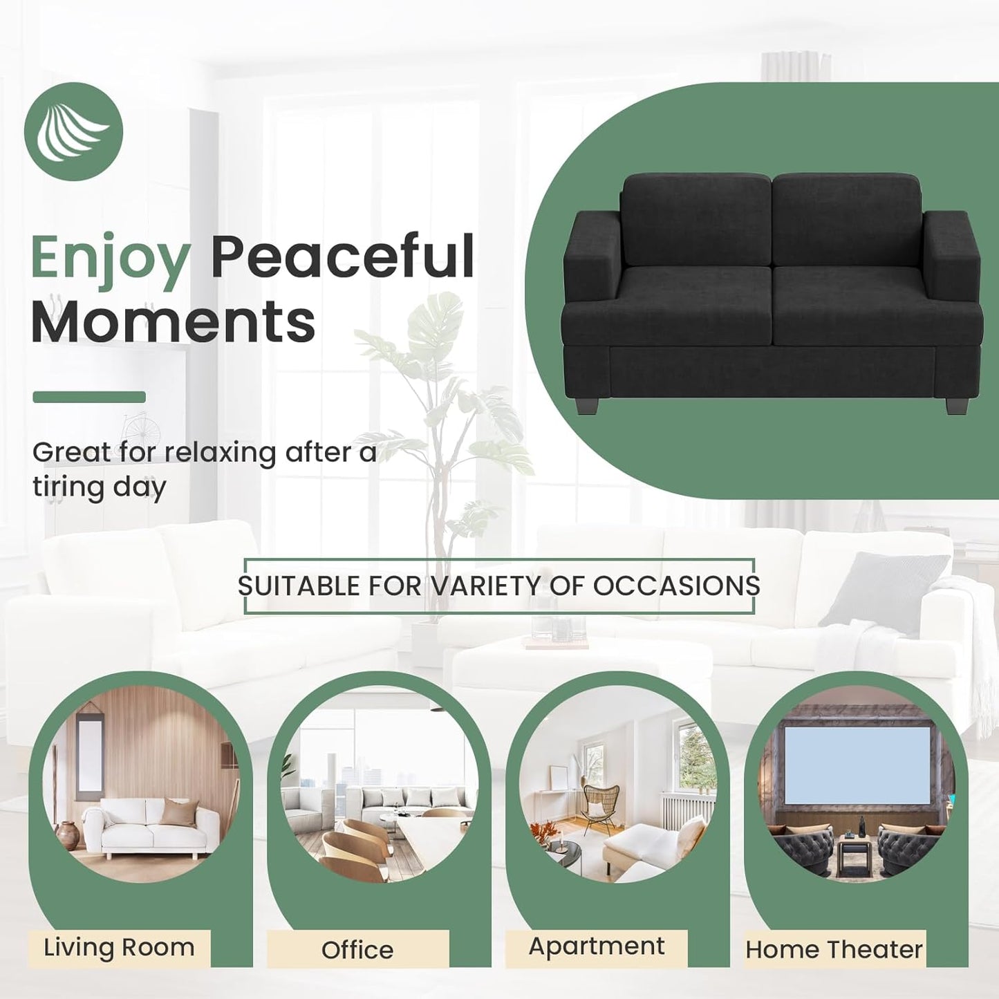 2 Piece Set Comfy Sofa Couch, 2 3-Seater Sofa with Deep Seats, Modern Sleeper Couch for Living Room, Dark Grey Chenille