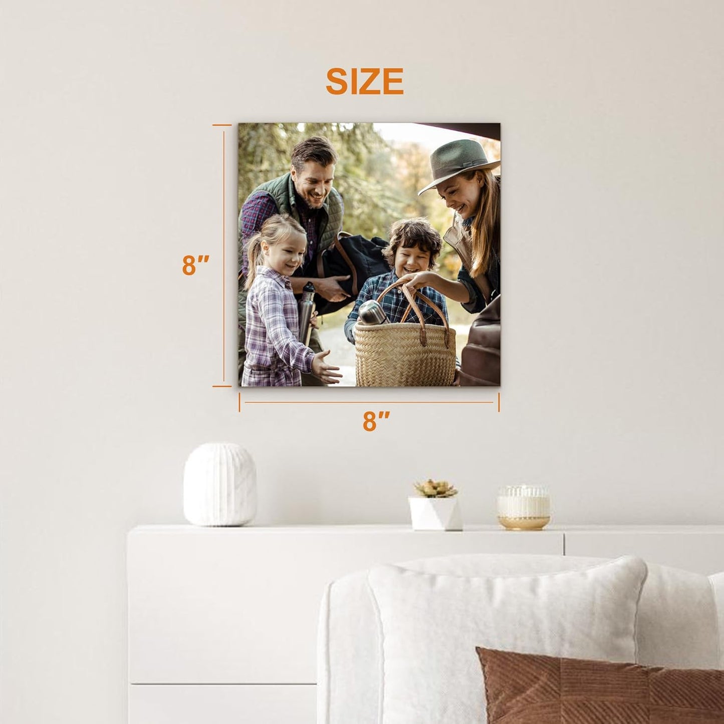 Custom Canvas Prints with Your Photos- Personalized Print Canvas Pictures, Custom Wall Art Gift for Living Room, Bedroom, Wedding Family Baby Pets Framed 8 x 8 inche