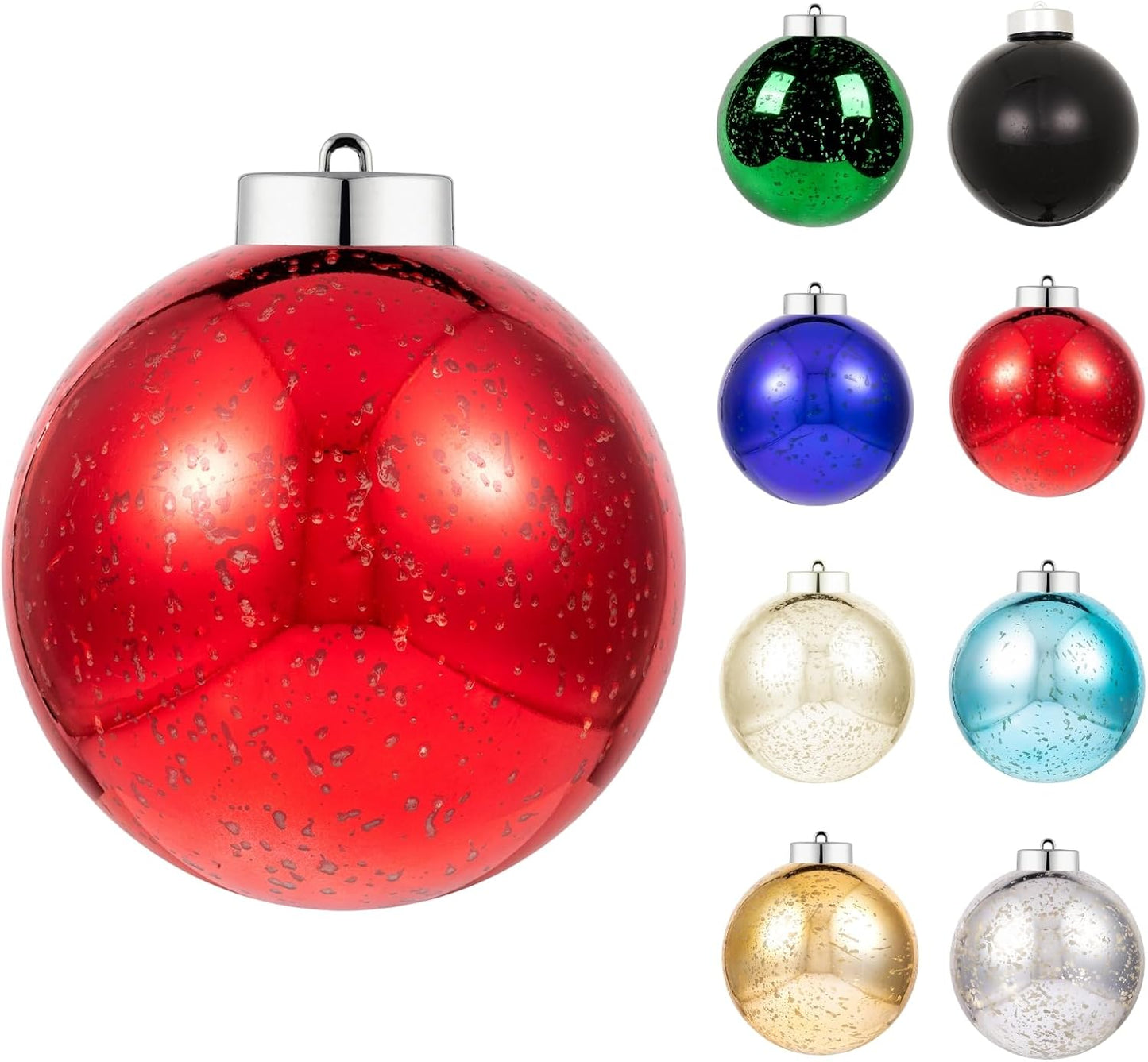 XmasExp Large Christmas Ball Ornaments,1pcs Red Giant Shatterproof Plastic Hanging Mercury Xmas Ball Decorations Christmas Tree Ornaments (Red, 8")