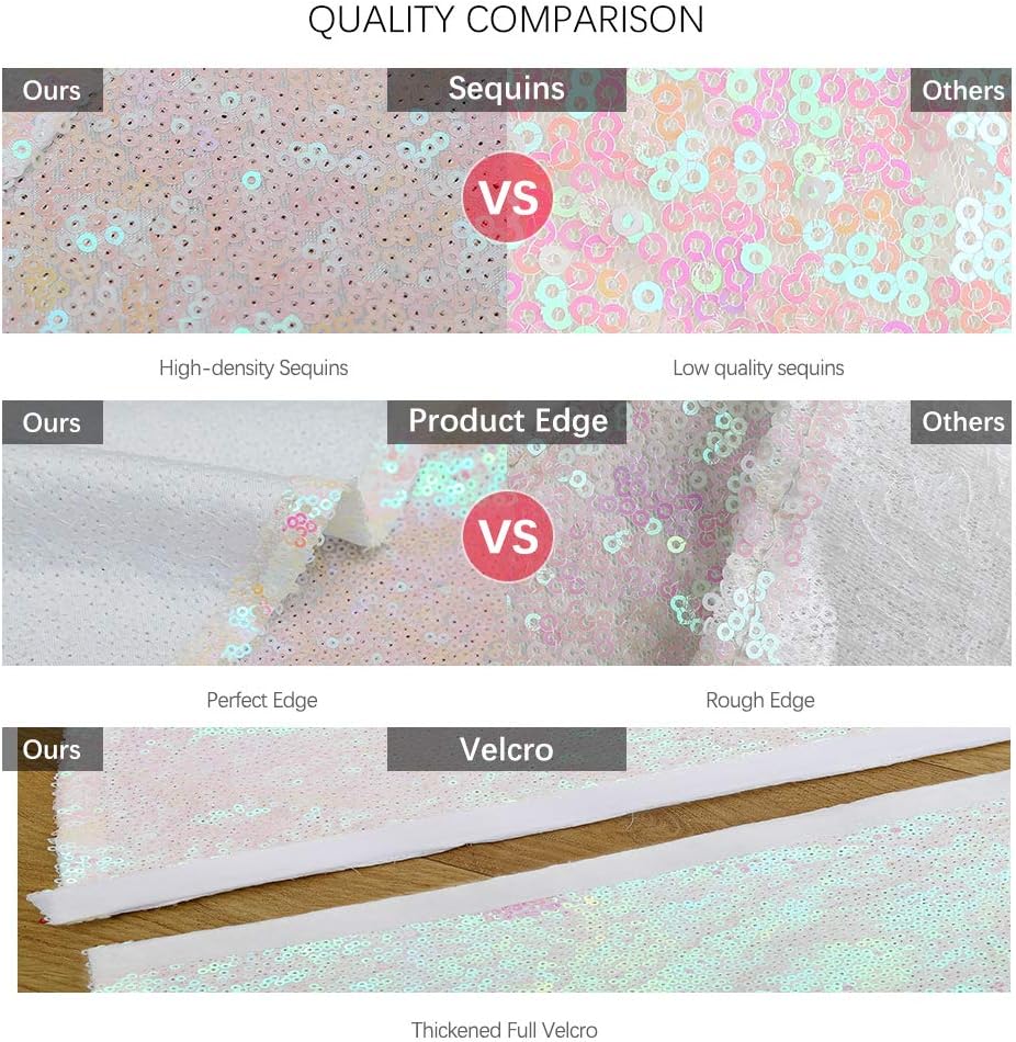 Large Christmas Tree Skirt 48 inches Sequin Tree Skirt Glitter Xmas Holiday Decoration Iridescent White