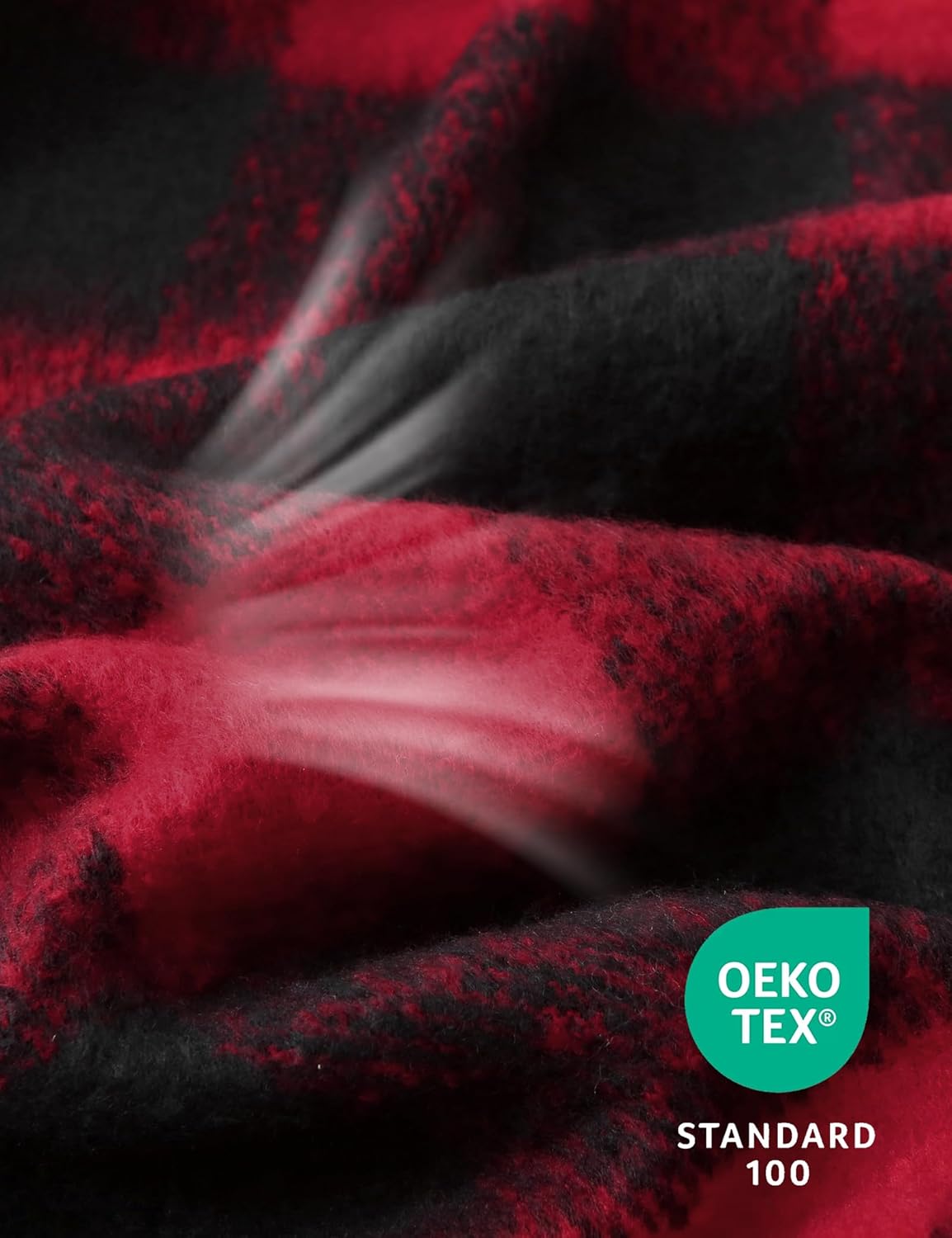 ZonLi Christmas Buffalo Plaid Throw Blanket, 50" x 60" Black and Red Decorative Blankets with Tassel for Couch, Bed, Sofa, Chair, Outdoor, Cozy Warm Lightweight Farmhouse