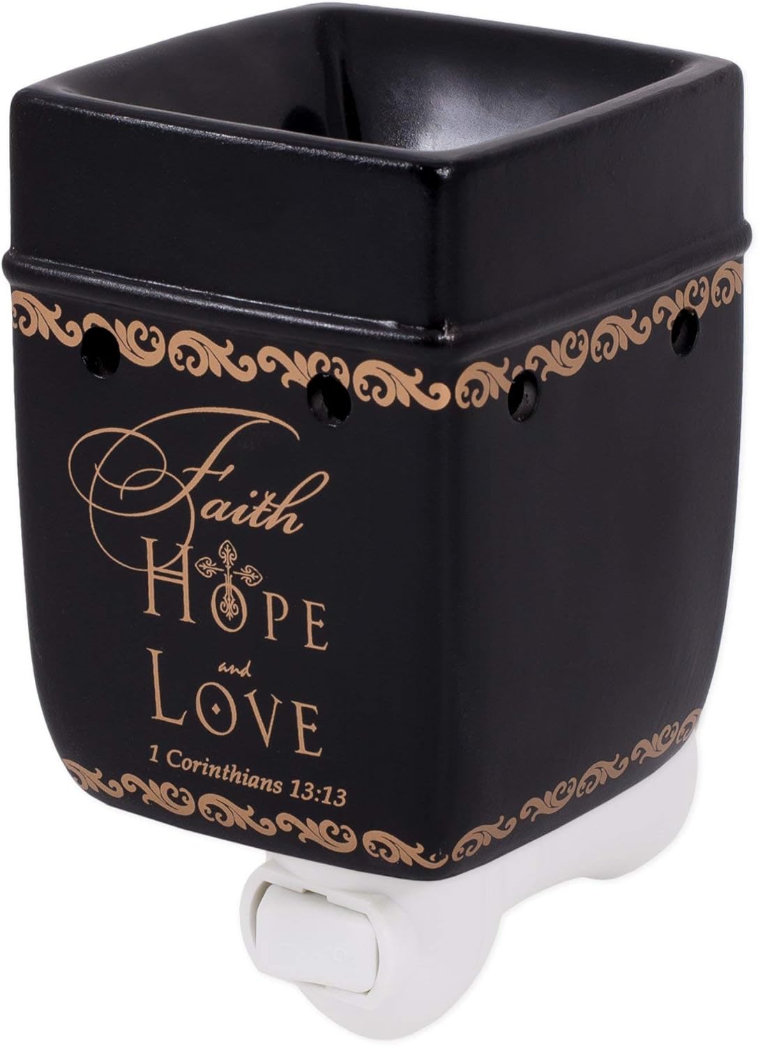 Elanze Designs Faith Hope Love Ceramic Stoneware Plug-in Outlet Wax and Oil Warmer