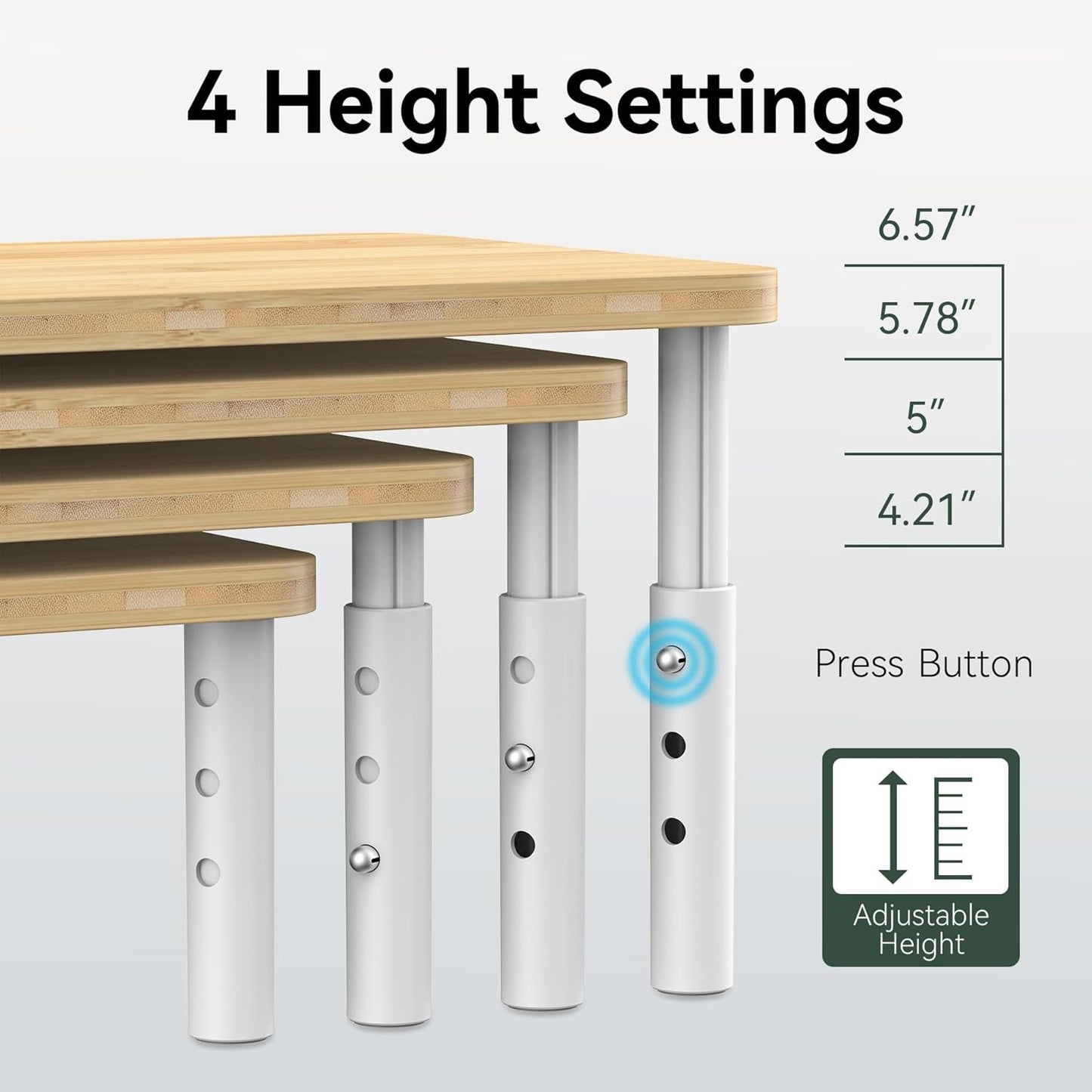 Cabinet Organizer Shelf, Spice Rack Set of 2 Kitchen Pantry Cupboard Shelves, Stackable, Height Adjustable, Natural Bamboo (15.6" W)