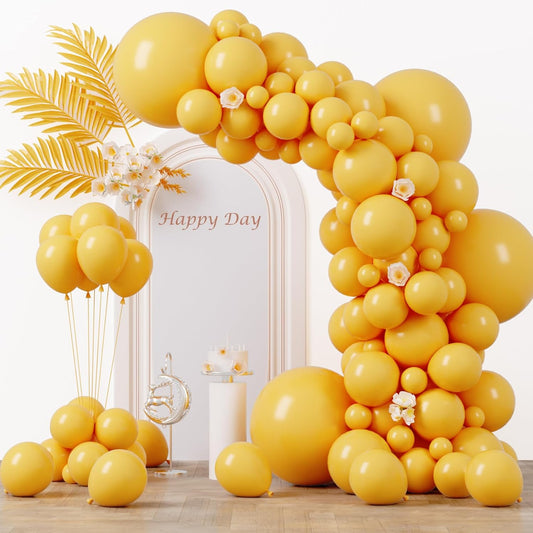 130pcs Mustard Yellow Balloons Different Sizes 18" 12" 10" 5" Lemon Yellow Latex Balloon Garland Arch Kit for Birthday Baby Shower Graduation Wedding Gender Reveal Party Decorations