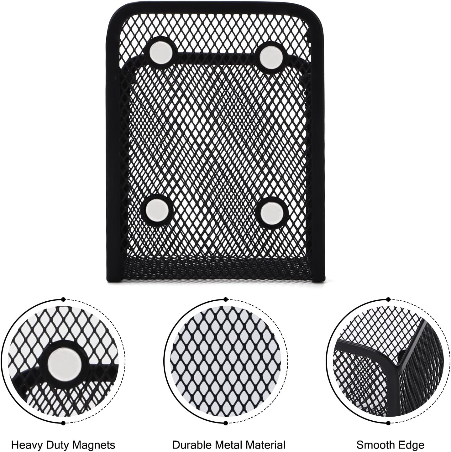 Black Small Magnetic Basket Set of 2, Refrigerator Basket, Magnetic Baskets Heavy Duty, Magnetic Storage for Locker Organizer Holder for Whiteboard Office, 3.7"x2.7"x4.8"