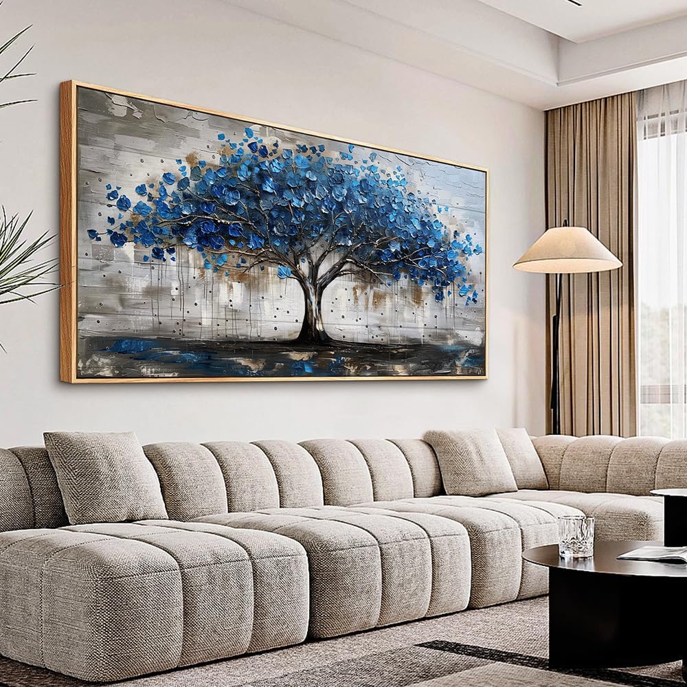 hyidecorart Canvas Wall Art For Office Abstract Wall Decoration For Living Room Bedroom Decor Tree Panoramic Landscape Painting Wood Framed Prints Textured Pictures Artwork Large Modern Hotel Decor