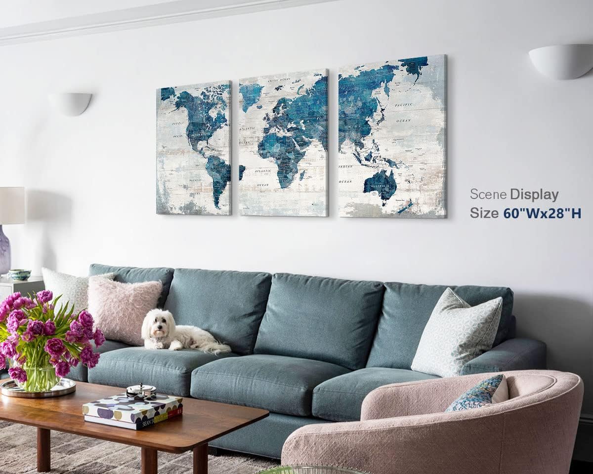 Canvas Wall Art Bedroom Wall Decor Blue Pictures for Living Room Office Artwork for Walls 60" W x 28" H Framed Positive Art Farmhouse Decor