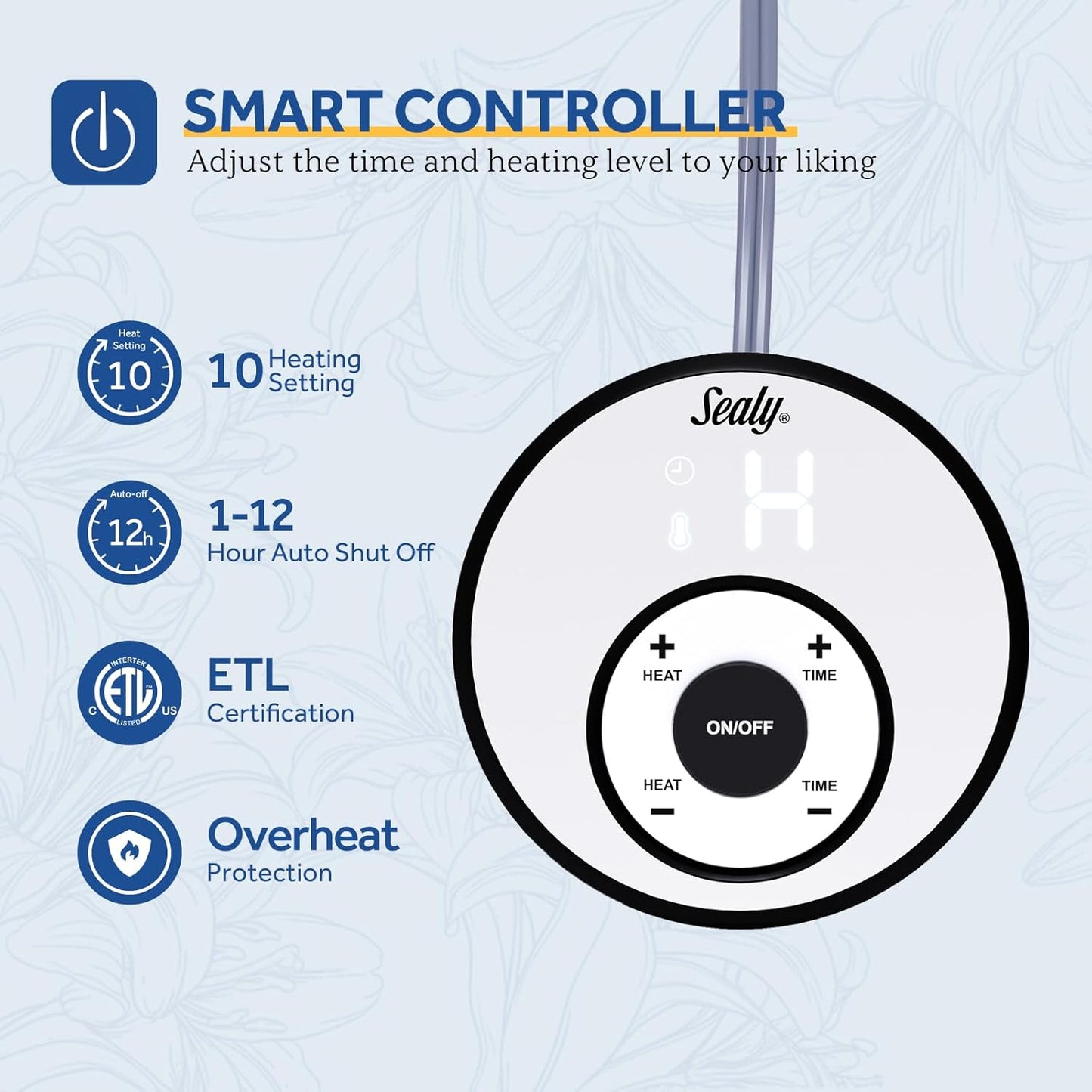 Sealy Electric Blanket Full Size 80"*84",Super Cozy Flannel to Sherpa Reversible Heated Blanket Full Size with 10 Heating Levels & 1-12 Hours Auto Off Overheating Protection Machine Washable, Charcoal