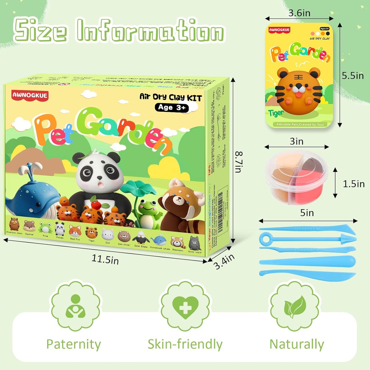 Air Dry Clay for Kids，12 Boxs Modeling Clay Kit with 5 Sculpting Tools, Safe Non-Toxic Model Magic Clay, DIY Art and Crafts Toy Gift, Party Home Favors for Boys, Girls, Toddler