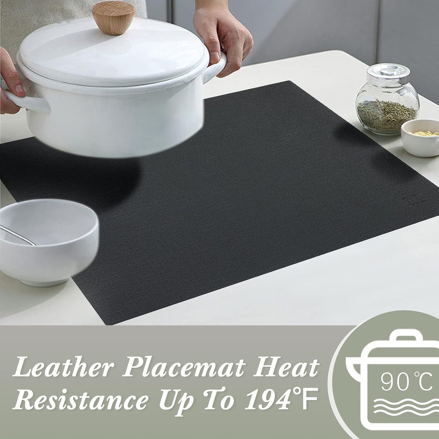 SUEH DESIGN Leather Placemats Set of 6 Reversible Table Mats Heat Resistant Waterproof No-Slip Place Mats for Dining Table Kitchen Parties