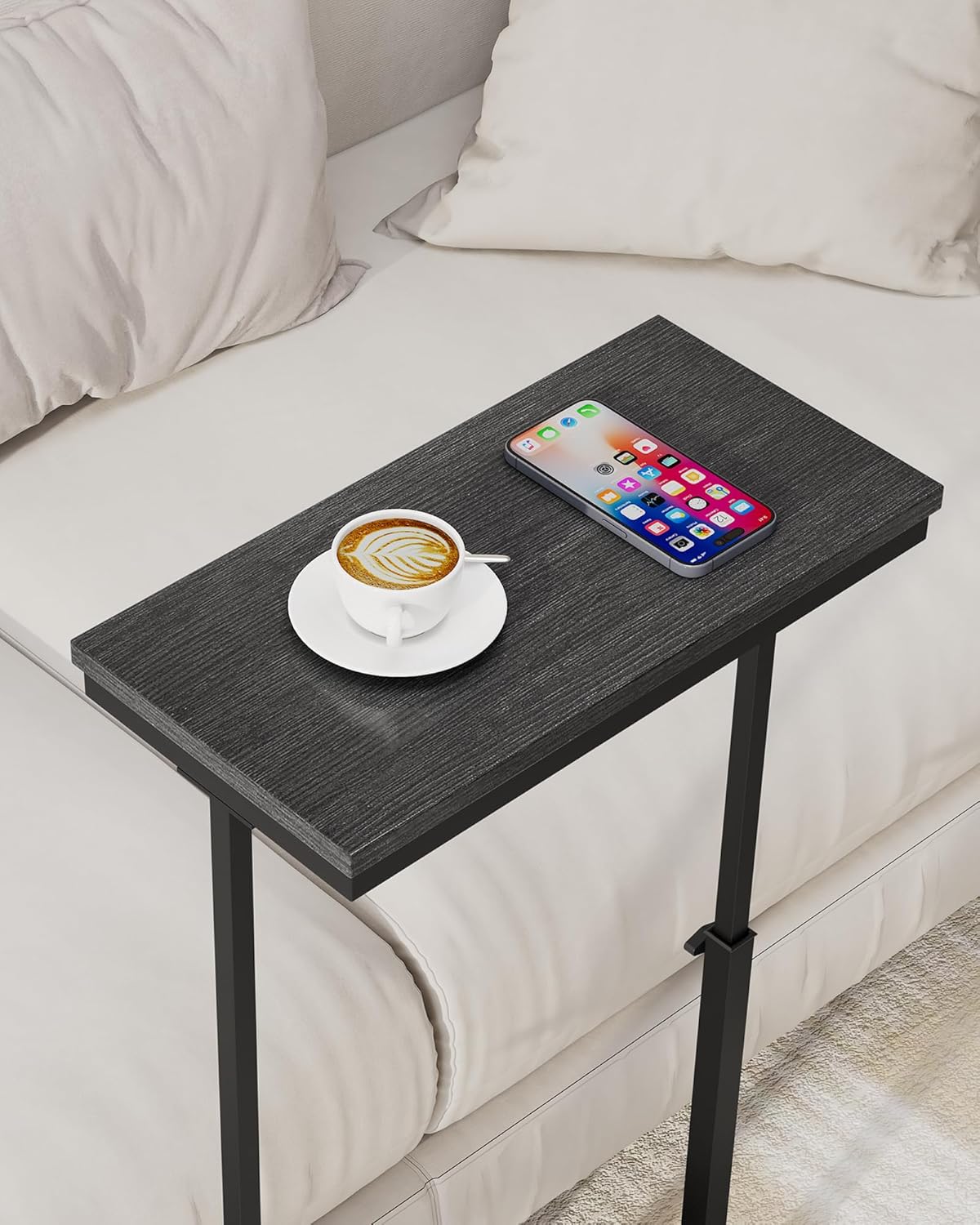 TUTOTAK End Table, Side Table, Tall Couch Table, Sofa Table, Living Room, Bedroom, Black TB01BK0832